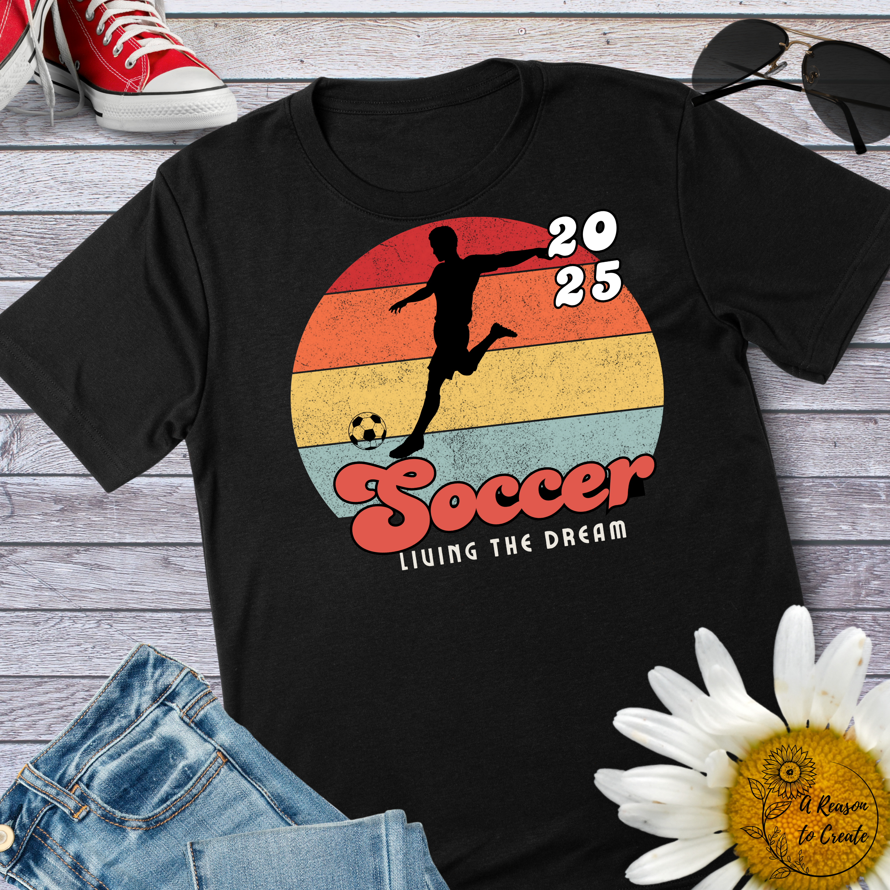 Retro Soccer Unisex T-Shirt, Sports Apparel, Gift for Soccer Players, Casual Wear, Soccer Fan Shirt, Living the Dream Tee