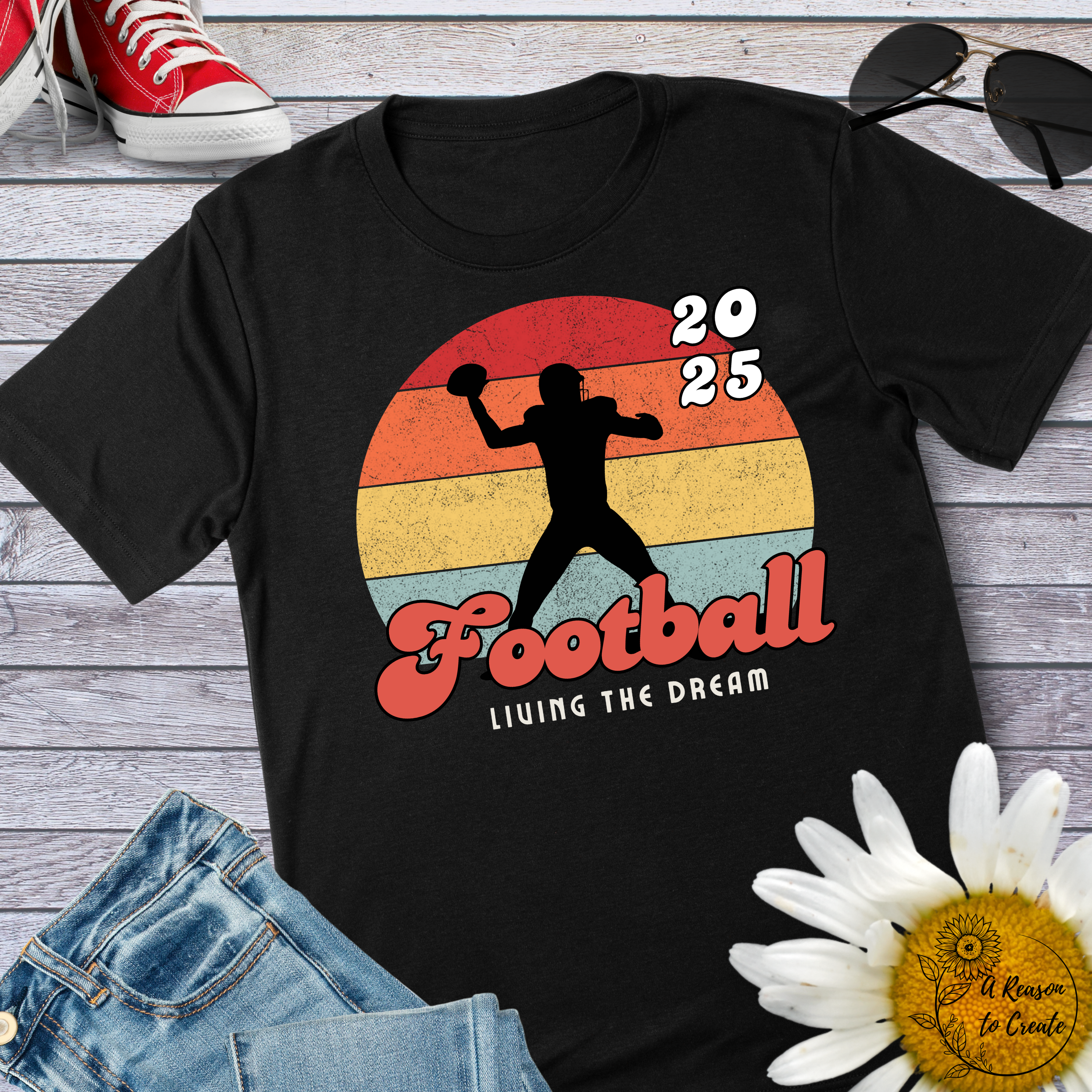 Retro Football T-Shirt, Vintage Sports Tee, Casual Wear, Gift for Football Lovers, 2025 Football Living the Dream Tee product thumbnail image Retro Football T-Shirt, Vintage Sports Tee, Casual Wear, Gift for Football Lovers, 2025 Football Living the Dream Tee product thumbnail image