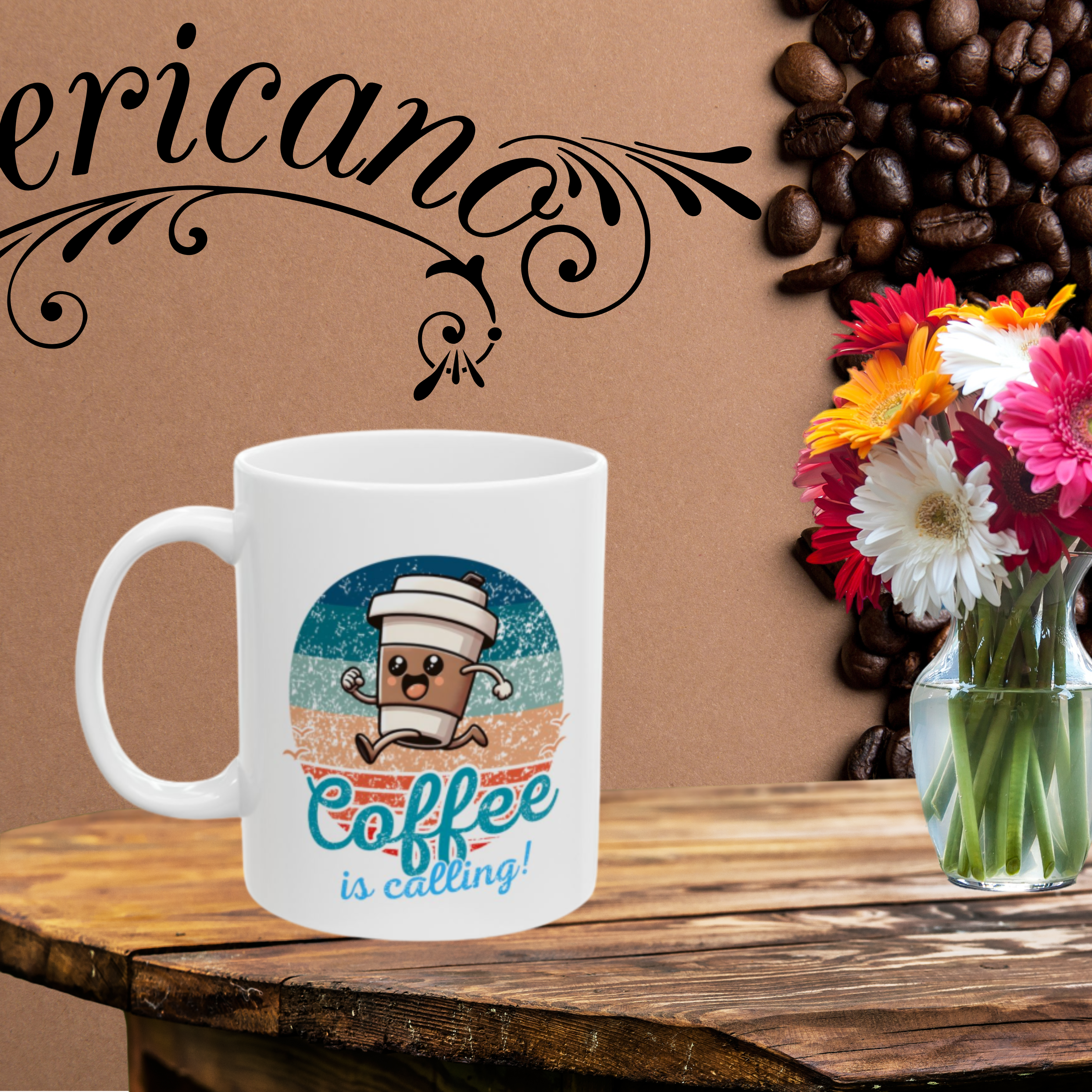 Coffee Lovers ceramic mug, Gift for Coffee Enthusiasts, Funny mug, Beach Vibes, Summer Style, 11 oz or 15 oz