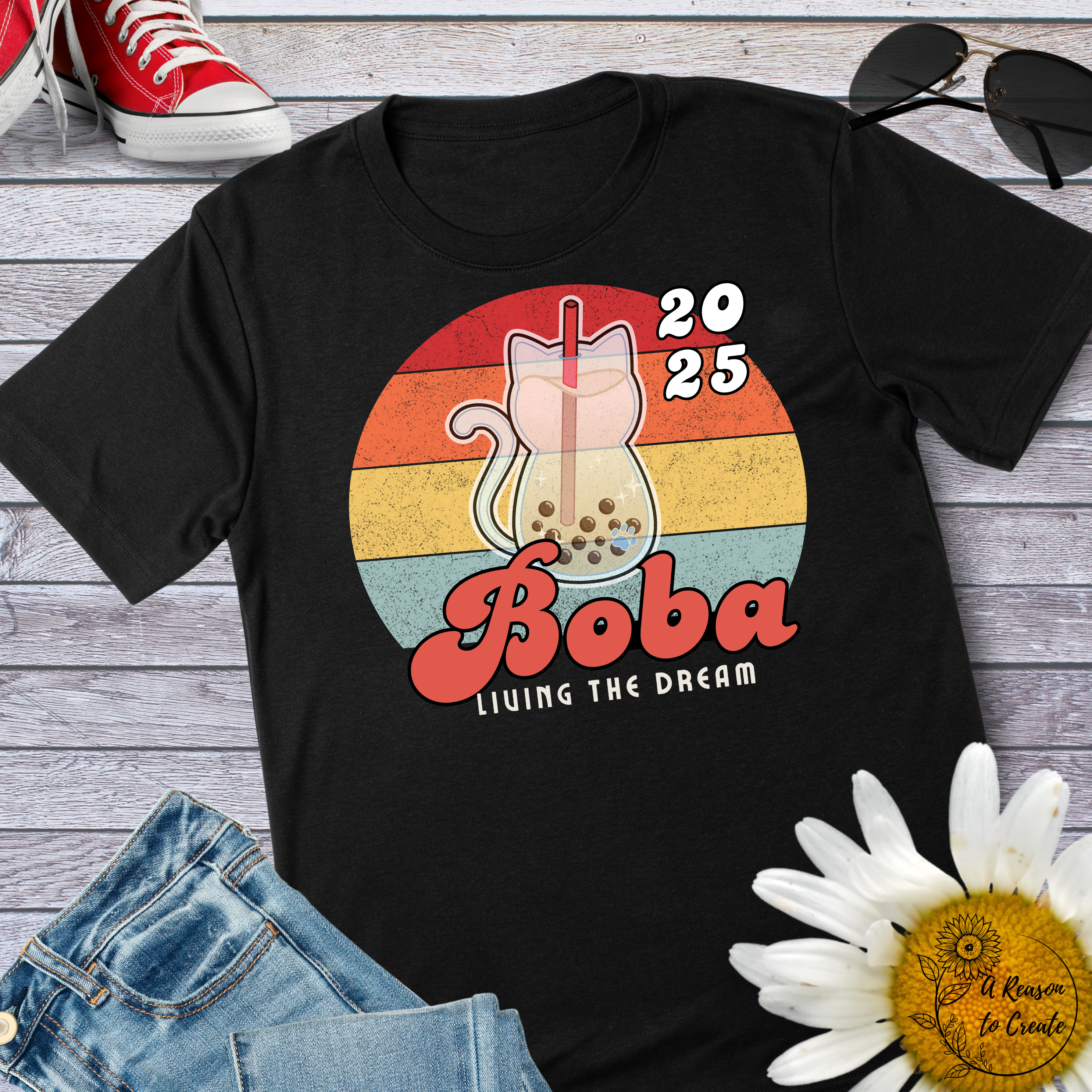 Boba Tea Lover Unisex T-Shirt, Cute Cat Design, Trendy Fashion, Gift for Friends &amp; Family, Ideal for Birthdays &amp; Casual Wear product thumbnail image