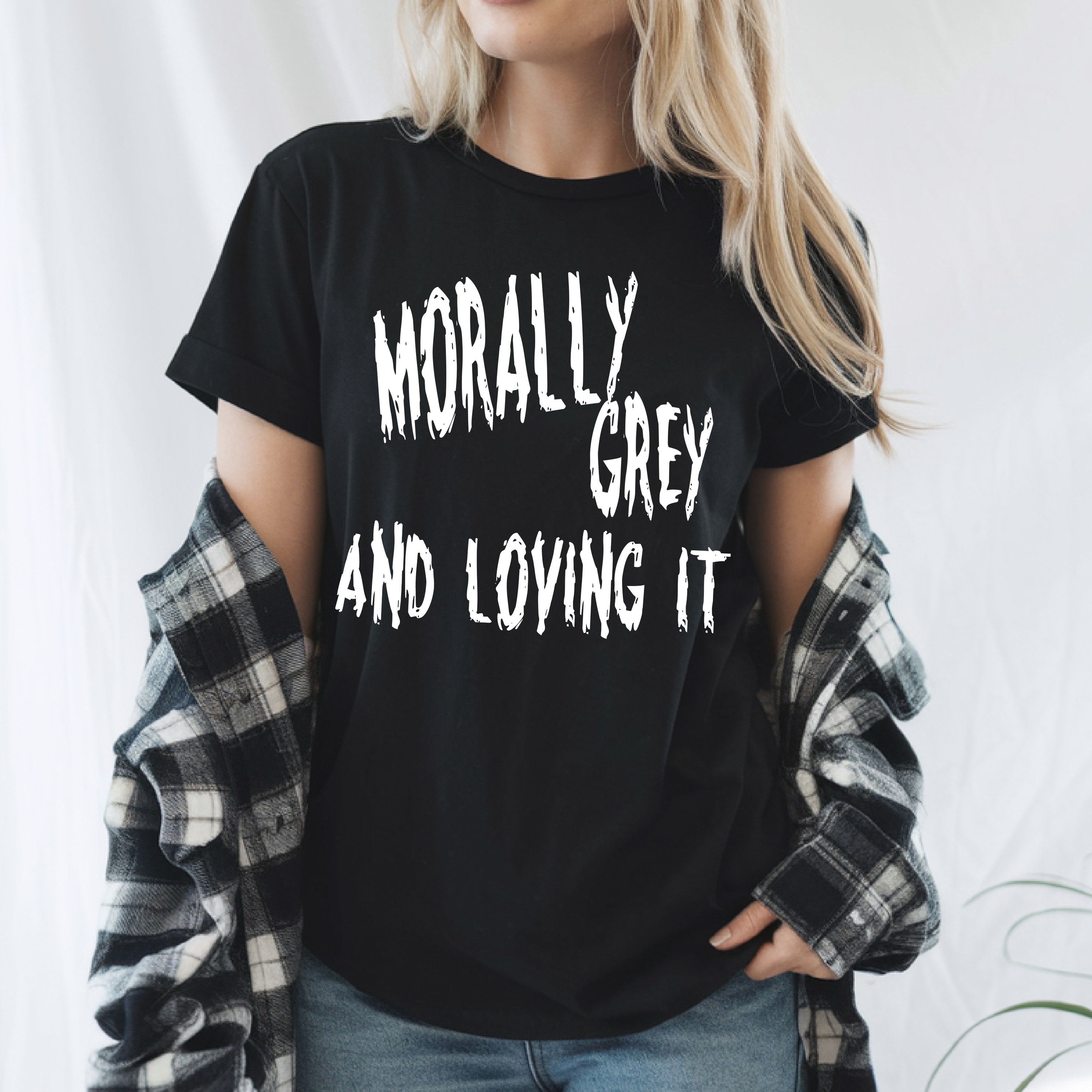 Morally Grey and Loving It T-Shirt | Bookish Romance Tee | Paranormal Witch Aesthetic Shirt | Enemies to Lovers Merch product thumbnail image