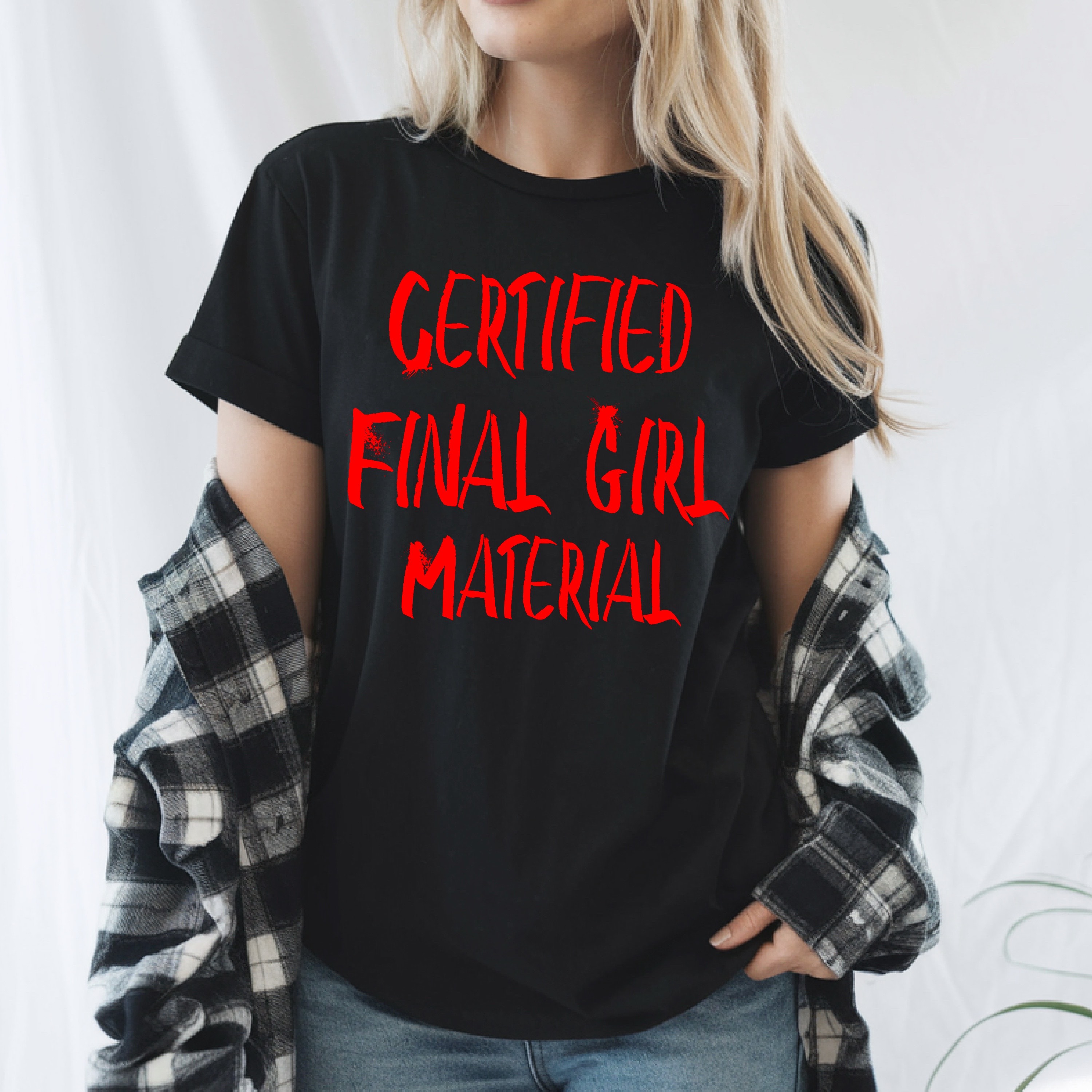 Horror Movie Fan Unisex Heavy Cotton Tee, Final Girl Certification Shirt, Scary Movie Lover Gift, Halloween Costume Top, Slasher Film