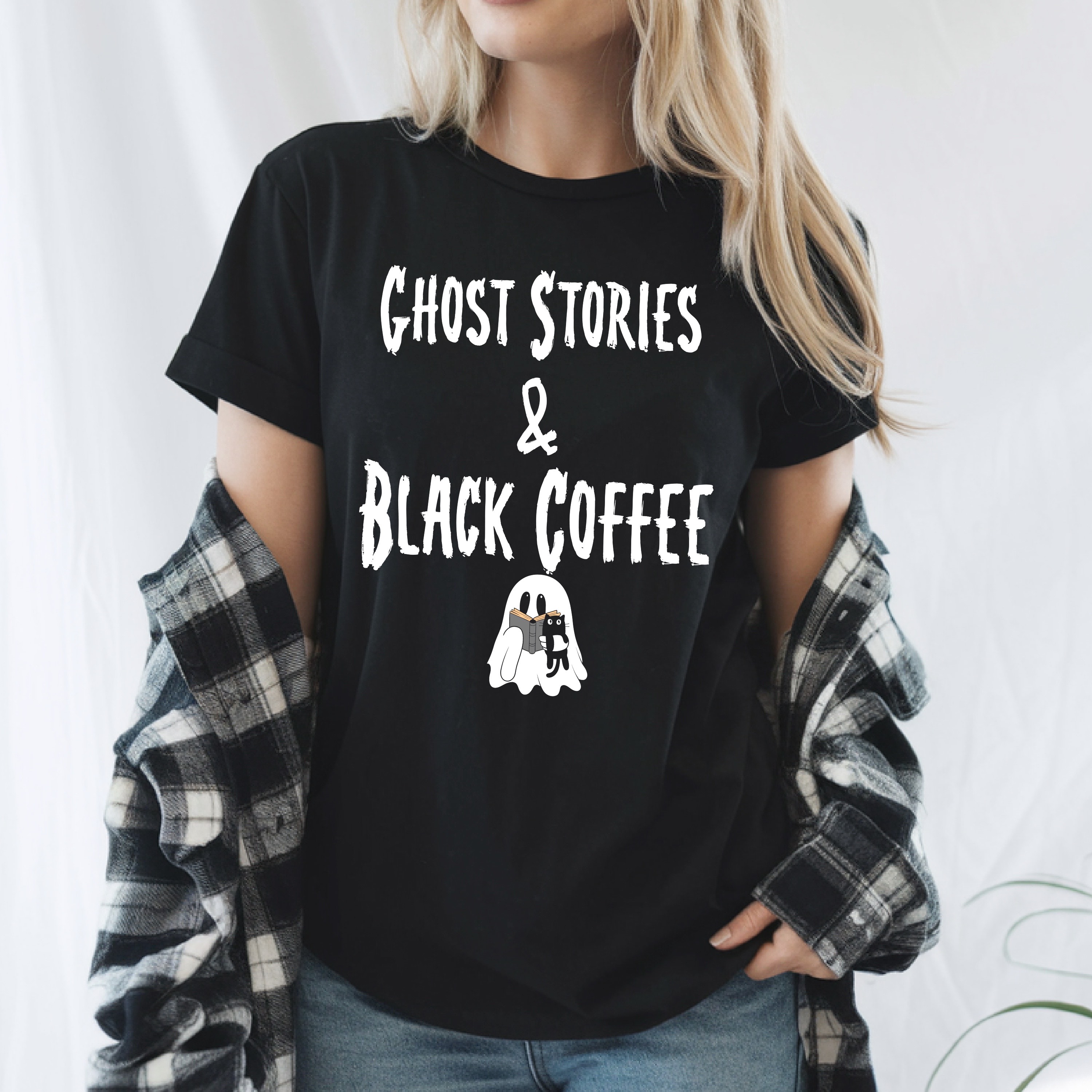 Ghost Stories and Black Coffee Shirt | Gothic Bookish T-Shirt | Dark Academia Reader Tee | Spooky Coffee Lover Shirt | Cozy Bookworm Gift