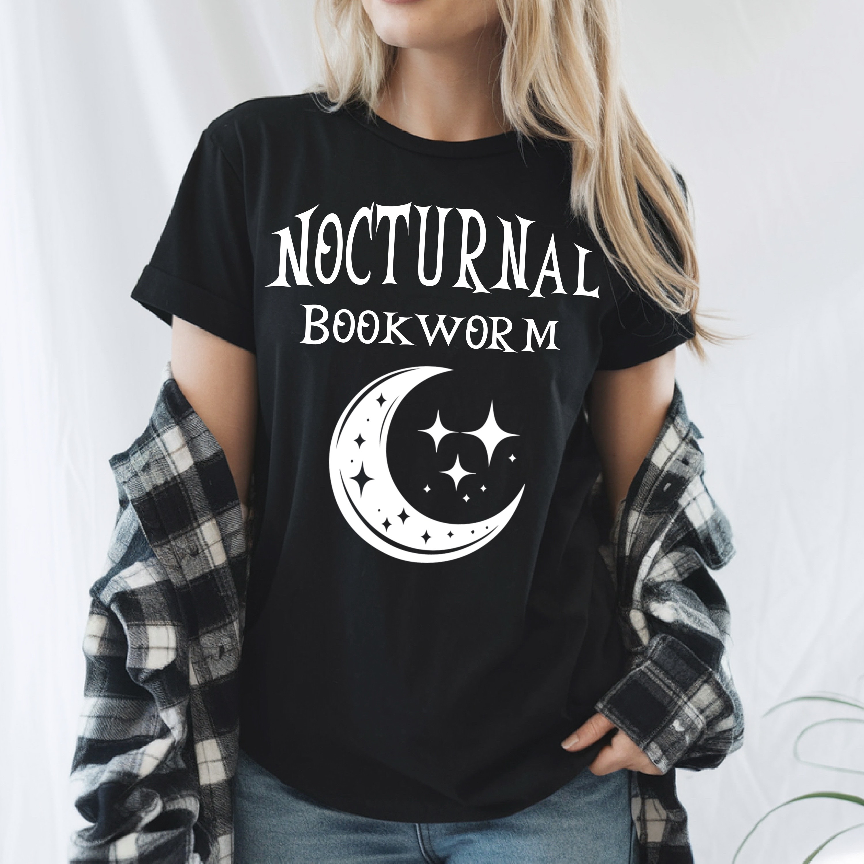 Nocturnal Bookworm Unisex Heavy Cotton Tee, Reading Tee, Book Lover Shirt, Introvert Top, Literary Gift, Book Club Apparel