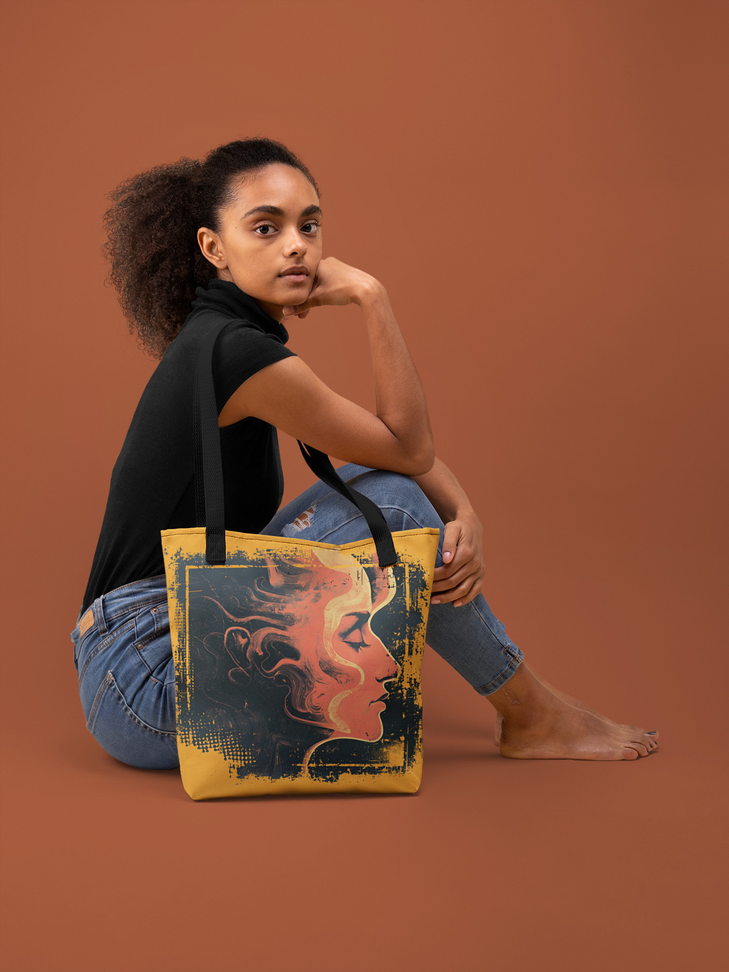 Vibrant Art Tote Bag | "Flame Muse" Abstract Art | Eco-Friendly Shopping, Beach Bag, Art Lover Gift, Boho Style, Festival Essential product thumbnail image
