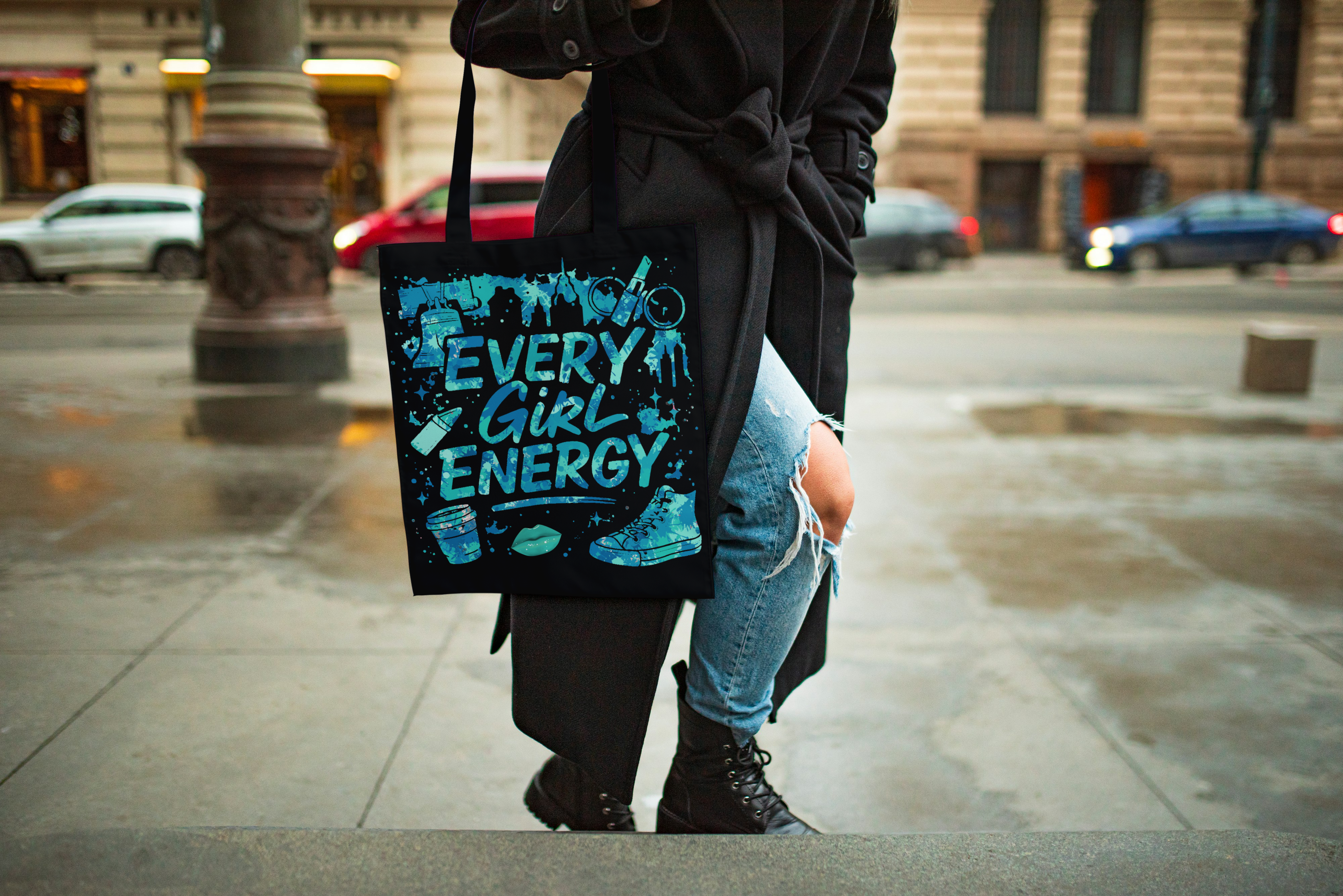 Every Girl Magic Tote with Philly Girl Energy - Blue | Stylish, Versatile, Eco-Friendly, Perfect for Women, Gifts, the beach or Special Occasions