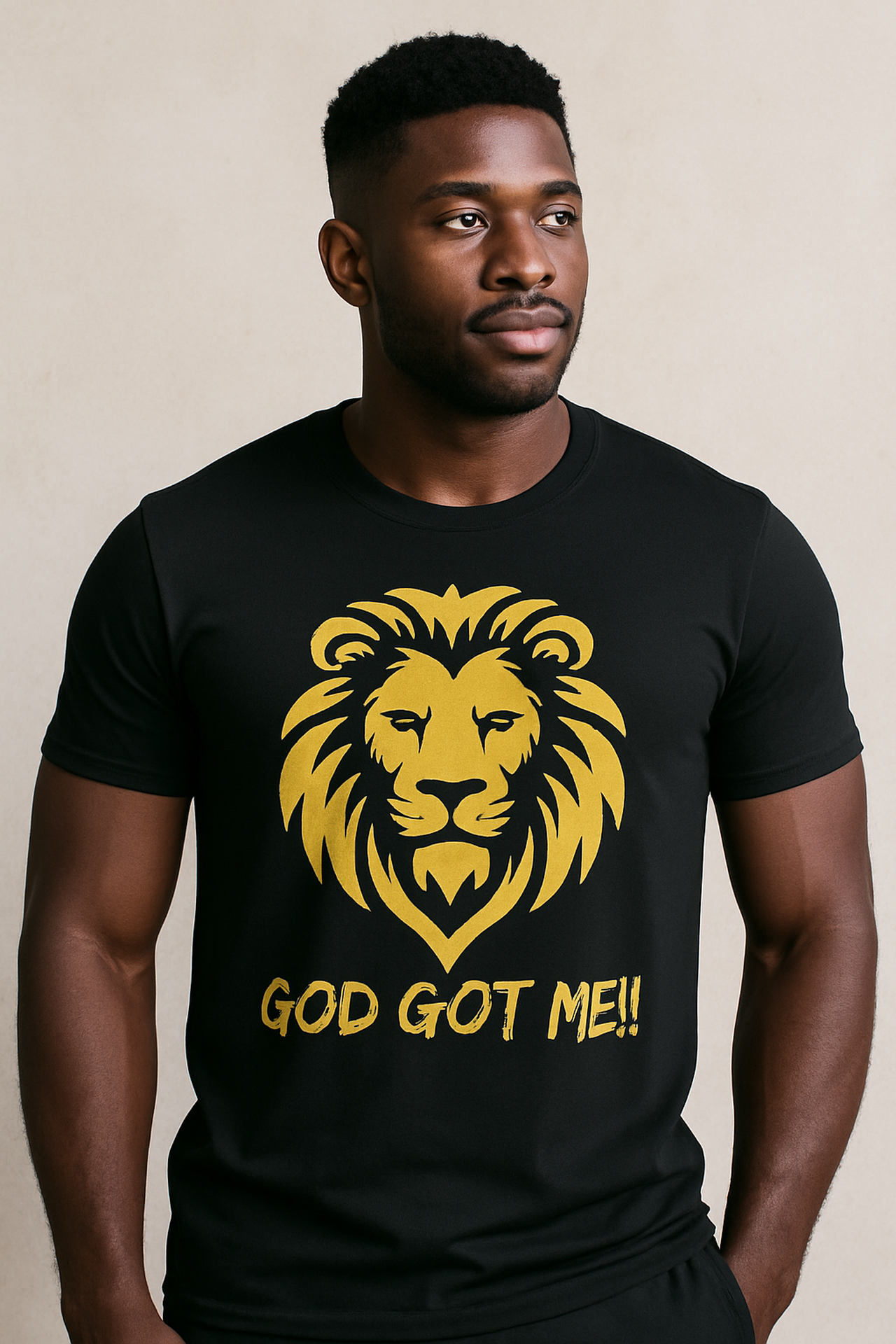 God Got Me!! Lion Unisex T-Shirt, Faith Shirt, Inspirational Apparel, Gift for Believers, Religious Merchandise product thumbnail image