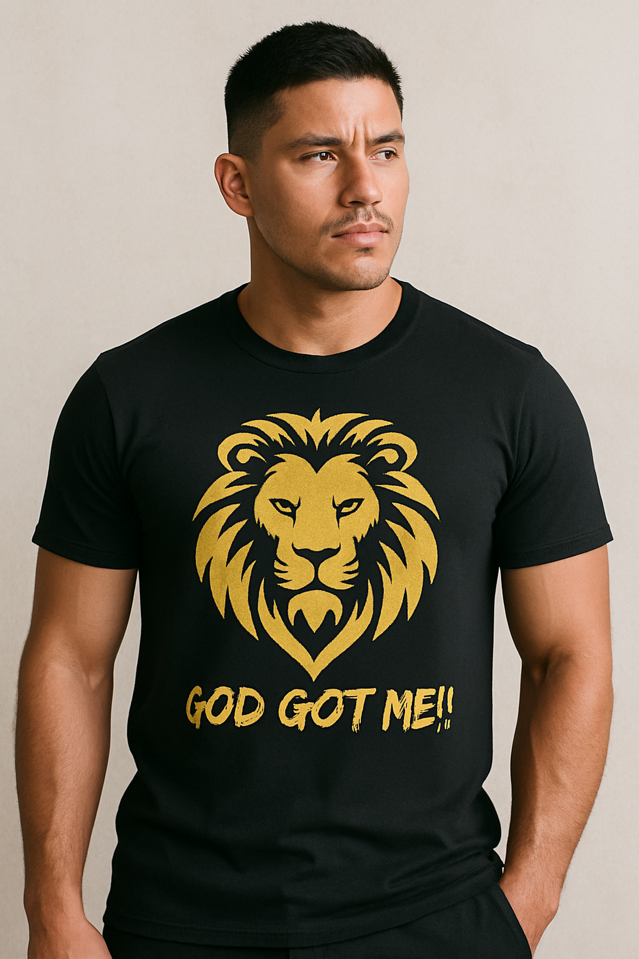 God Got Me!! Lion Unisex T-Shirt, Faith Shirt, Inspirational Apparel, Gift for Believers, Religious Merchandise product thumbnail image