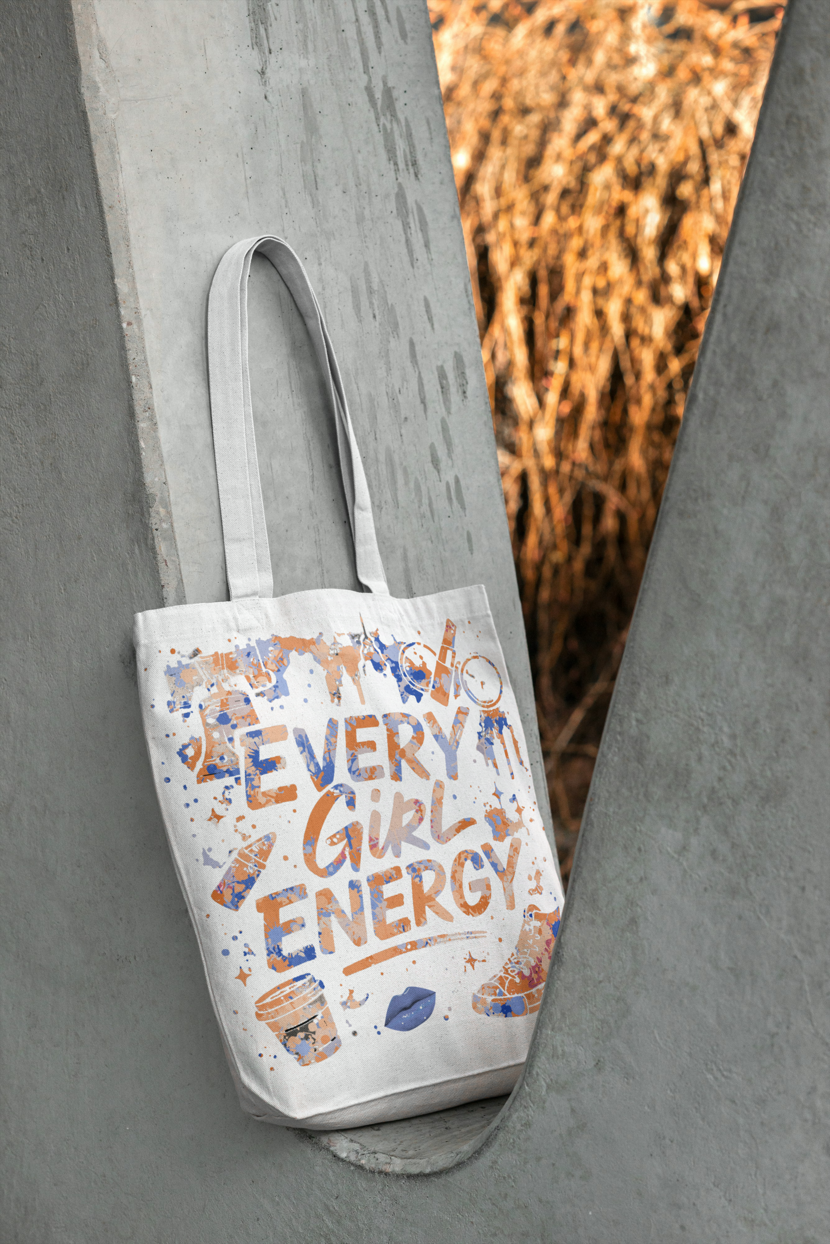Every Girl Energy Tote Bag - Blue Tan | Stylish, Versatile, Eco-Friendly, Perfect for Women, Gifts, and Special Occasions