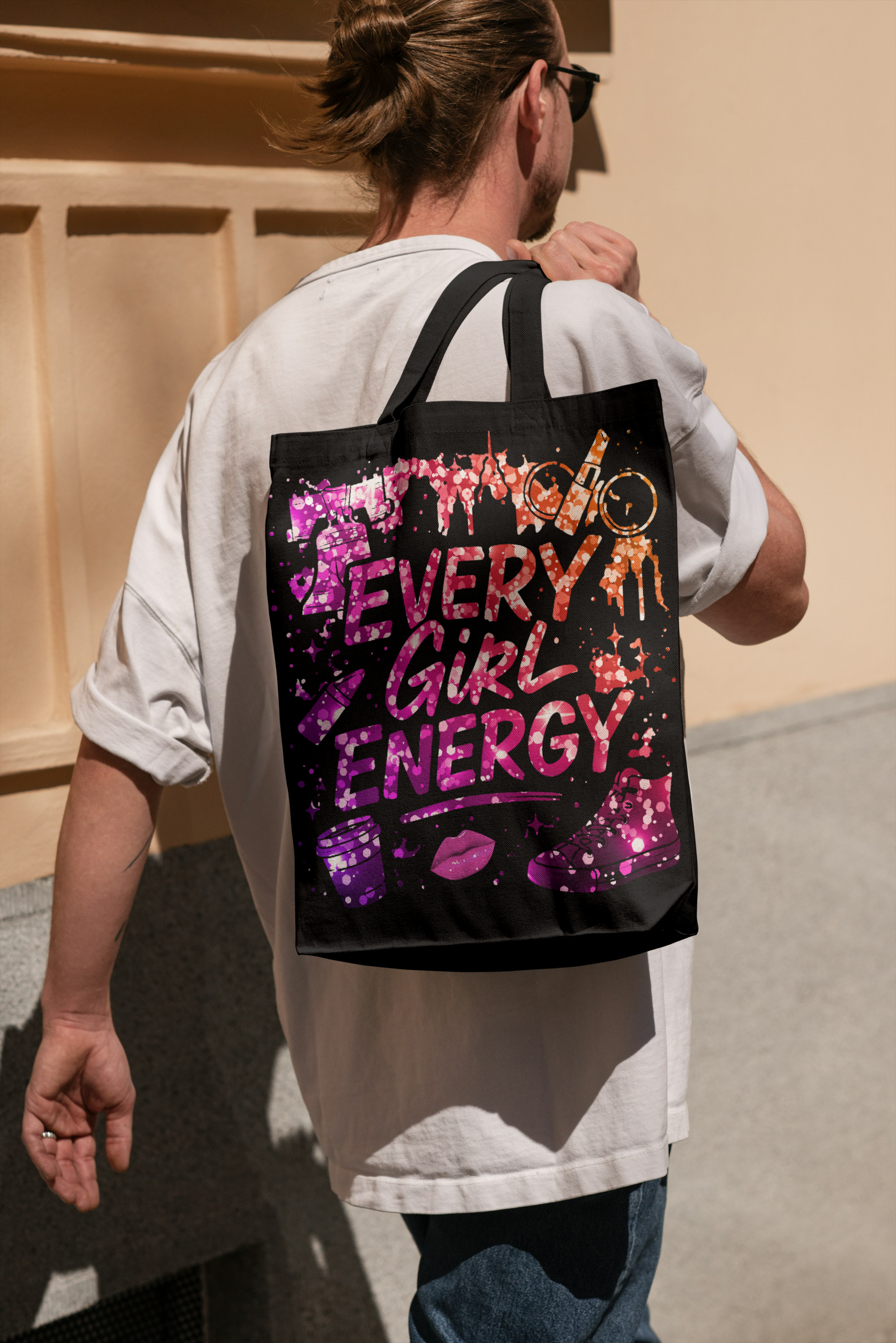 Every Girl Energy Tote Bag - Glitter  | Stylish, Versatile, Eco-Friendly, Perfect for Women, Gifts, and Special Occasions