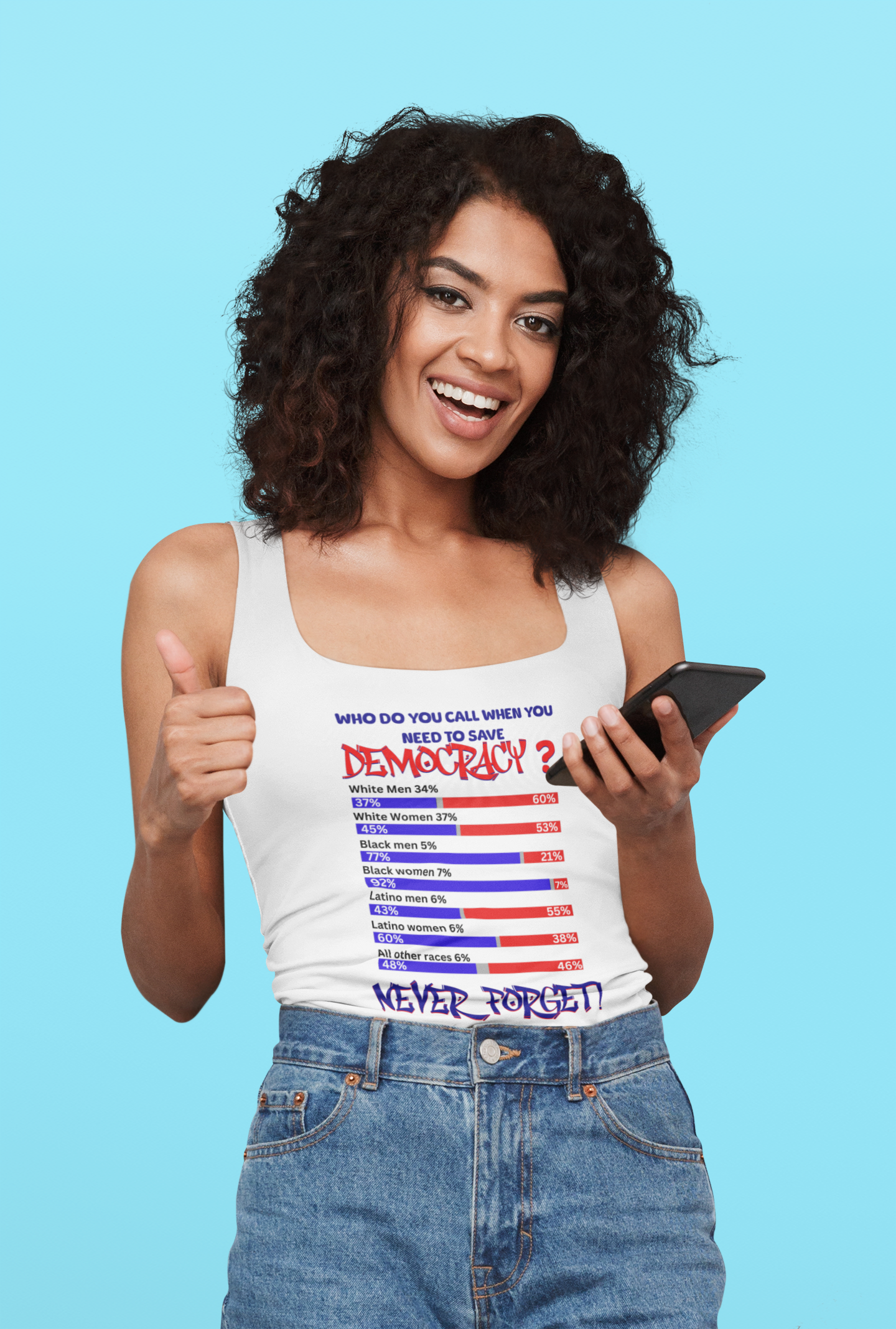 Women’s Ribbed Tank Top Celebrating the Power of Black Women, 92% Black Women, Black Girl Magic, Melanin T-Shirts for Black Women product thumbnail image