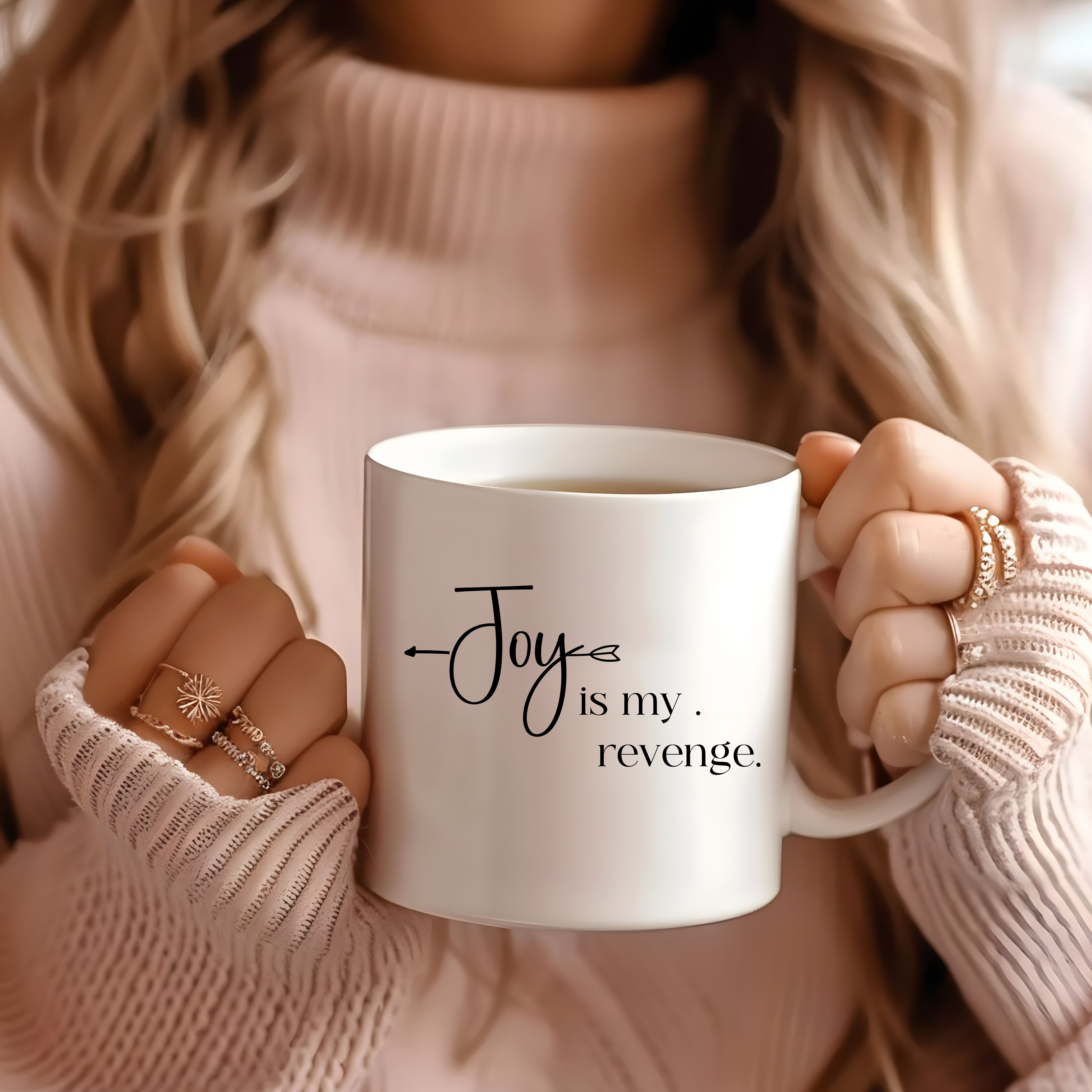 Joy is my Revenge Inspirational Ceramic Mug - Empower Your Morning Routine, Perfect Gift for Friends, Motivational Coffee Cup product thumbnail image Joy is my Revenge Inspirational Ceramic Mug - Empower Your Morning Routine, Perfect Gift for Friends, Motivational Coffee Cup product thumbnail image