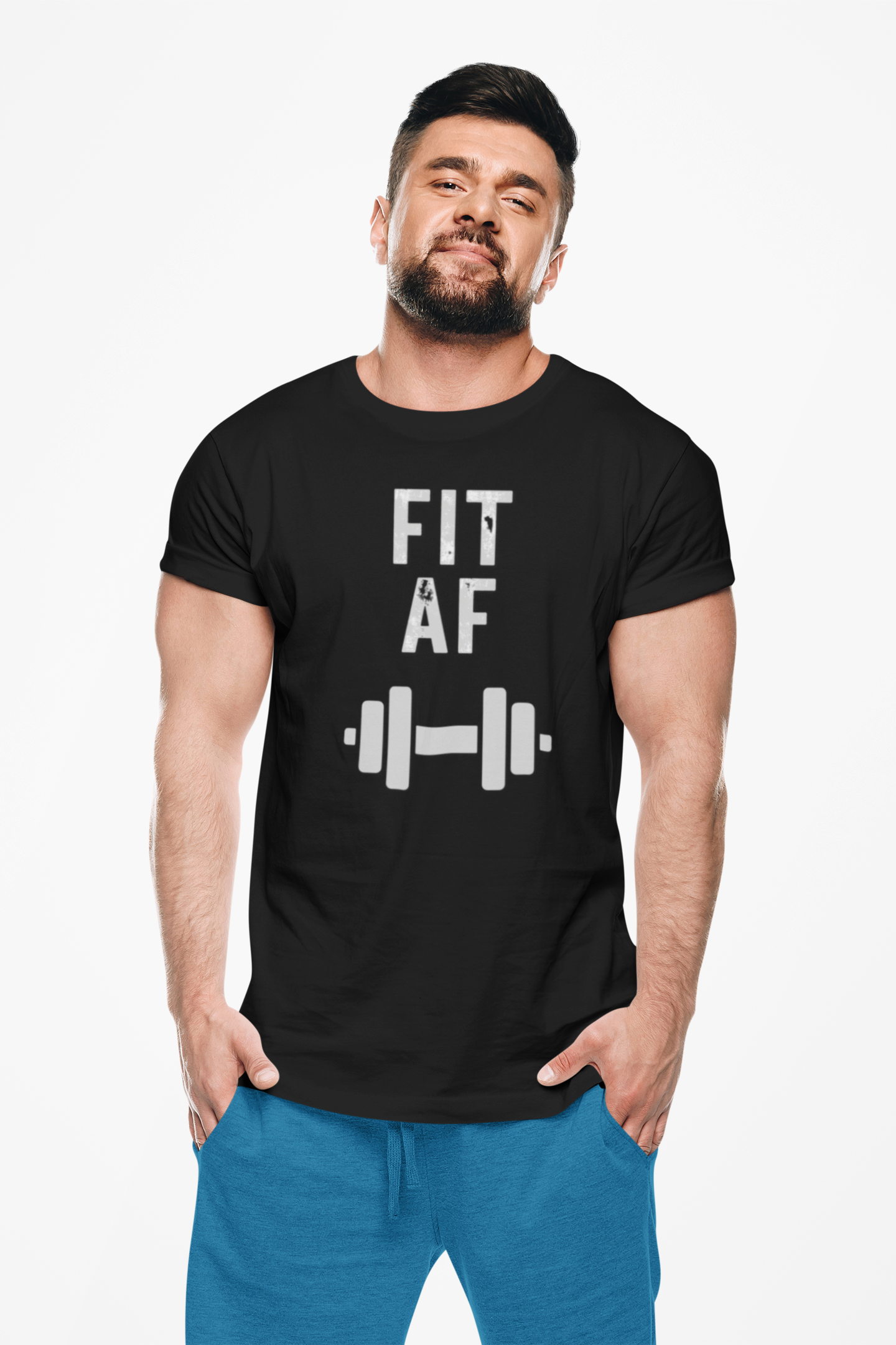 FIT AF 💪 Unisex Workout T-Shirt, Fitness Apparel, Gift for Gym Lovers, Black Tee for Motivational Wear, Athleisure Clothing product thumbnail image FIT AF 💪 Unisex Workout T-Shirt, Fitness Apparel, Gift for Gym Lovers, Black Tee for Motivational Wear, Athleisure Clothing product thumbnail image