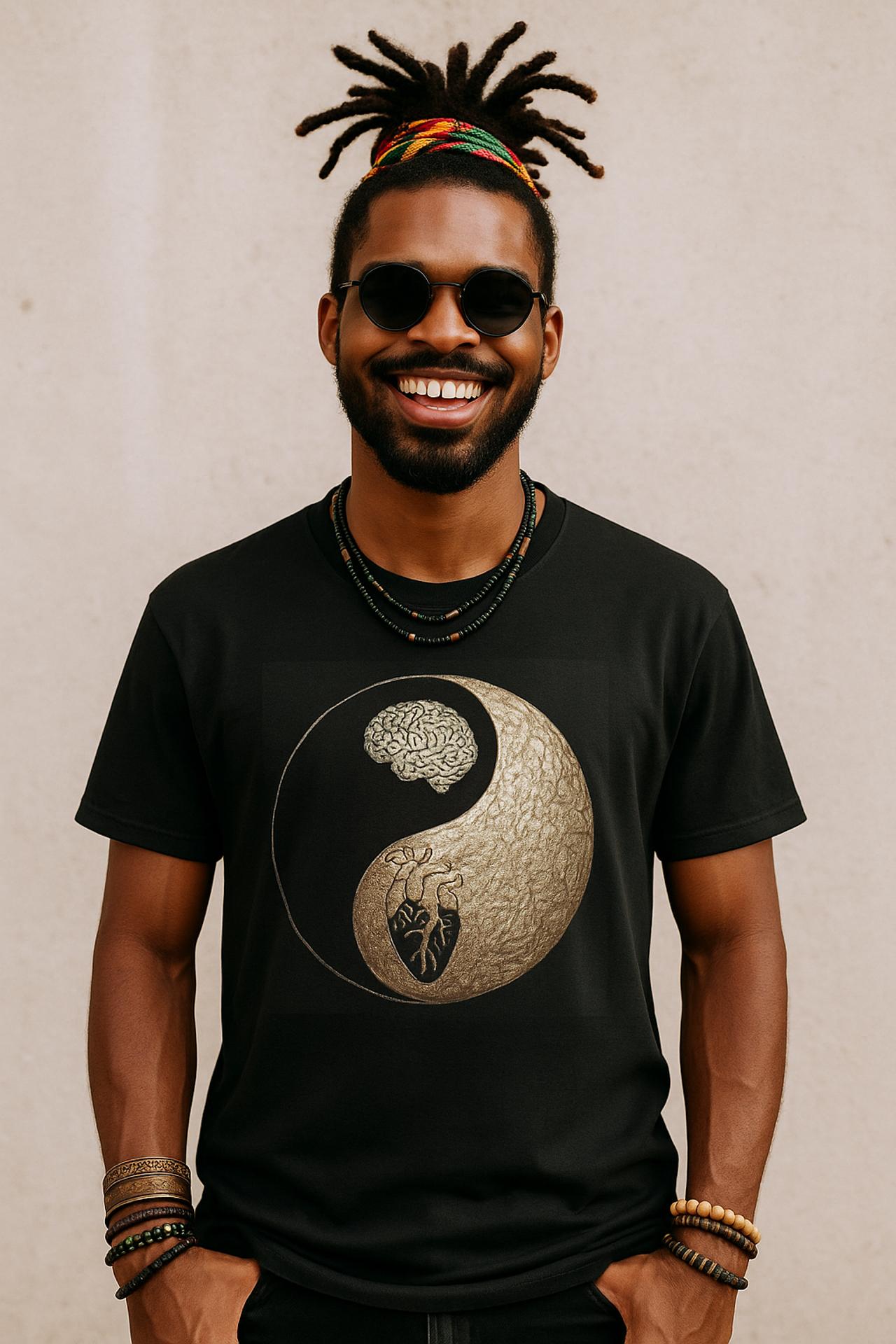 Yin Yang Art Tee, Meditation Shirt, Spiritual T-shirt, Mindfulness Gift, Unisex Heavy Cotton Tee