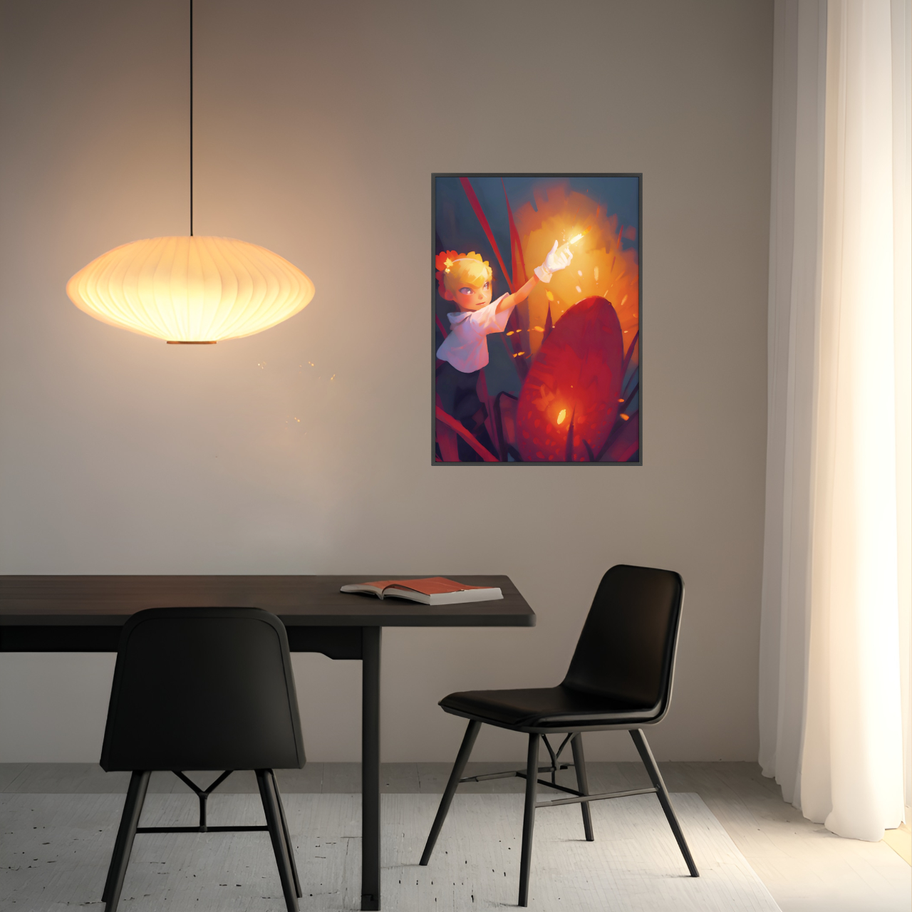 Firefly Girl Art Inspirational Print Tarot Two of Wands Framed Art Illustration Pascalia Gift for Ambitious Goal Achievers Motivation Art product thumbnail image