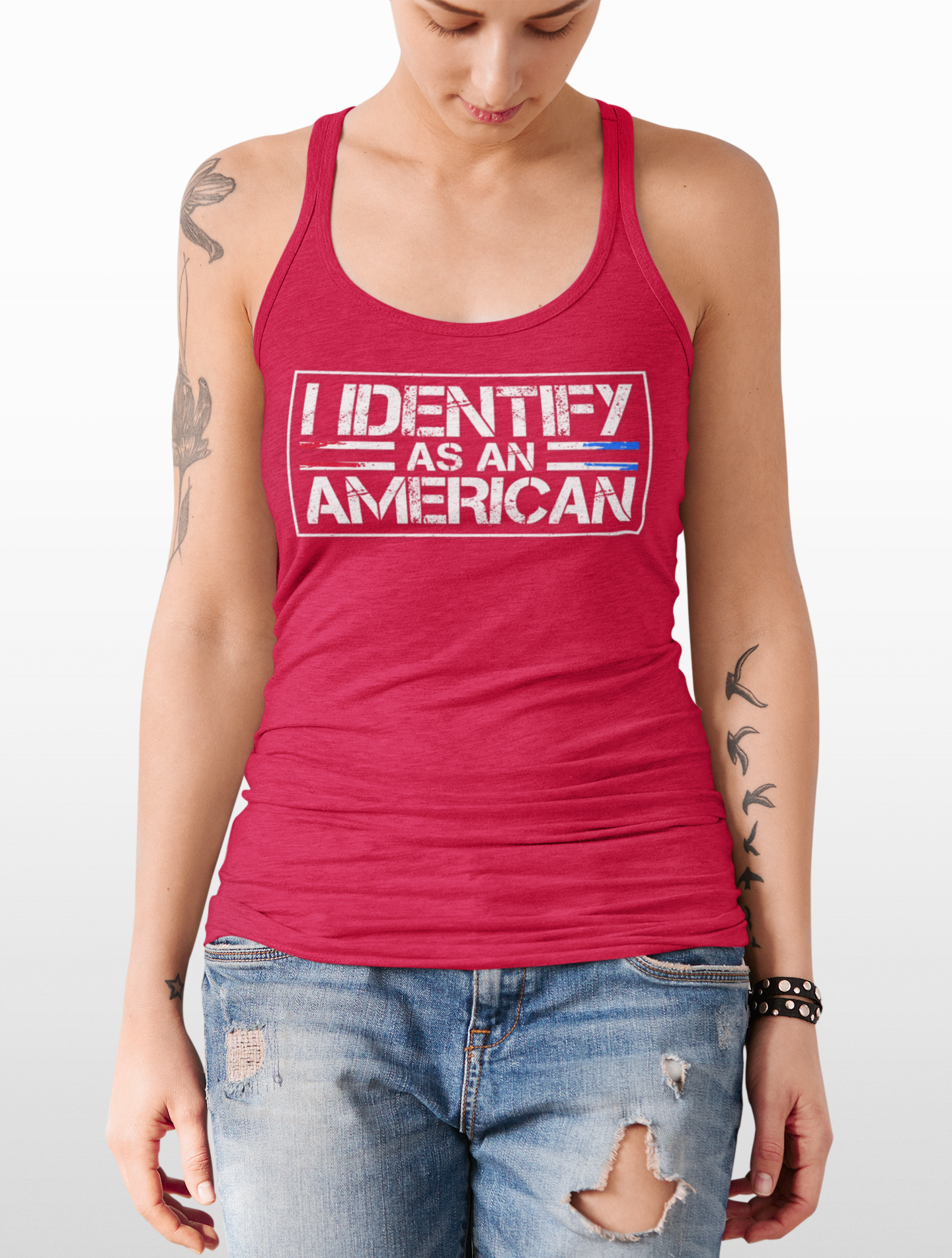 Tank Top "I Identify as an American" Racerback product thumbnail image Tank Top "I Identify as an American" Racerback product thumbnail image