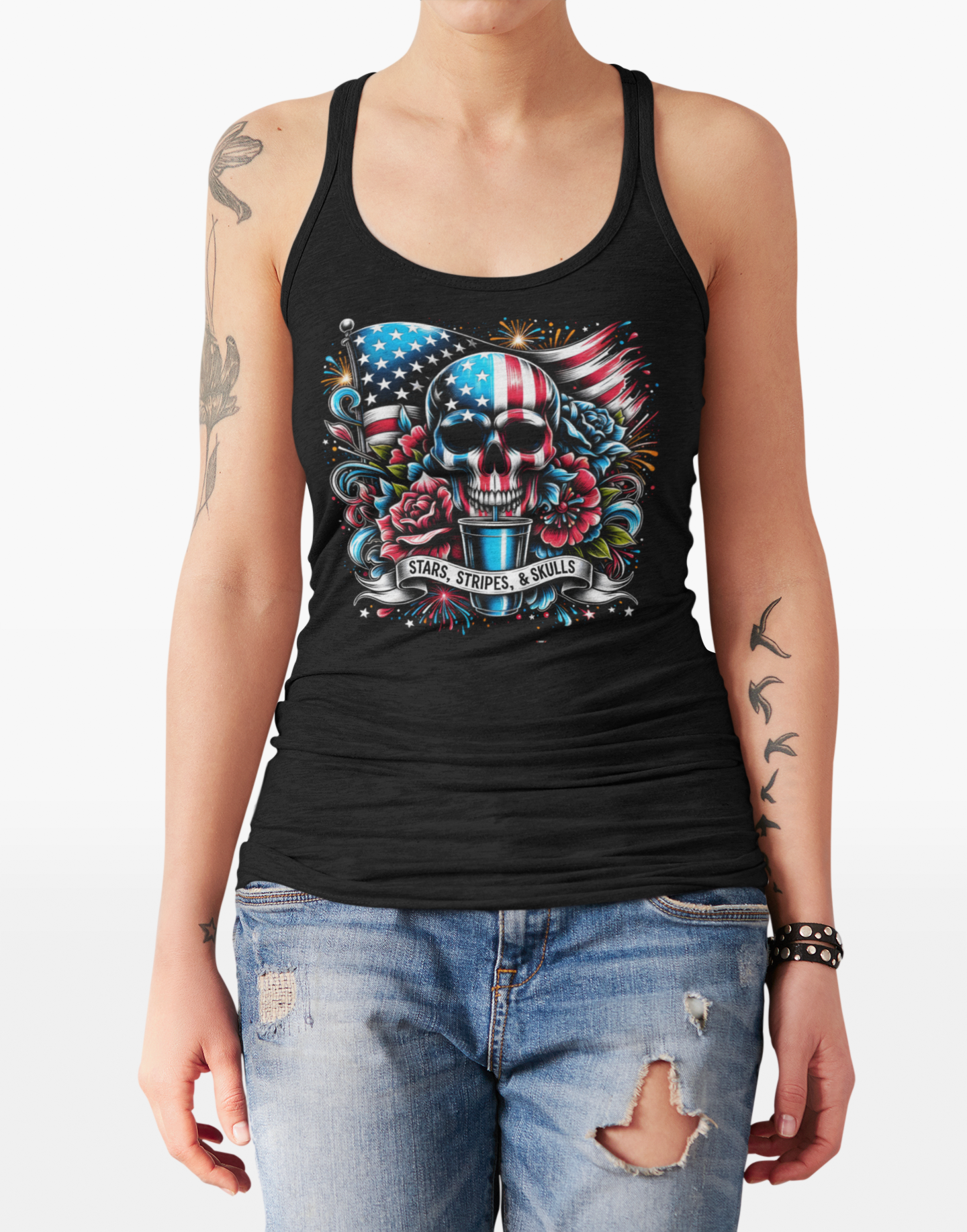 Patriotic Skull Tank Top | Stars, Stripes, and Skulls Tee product thumbnail image