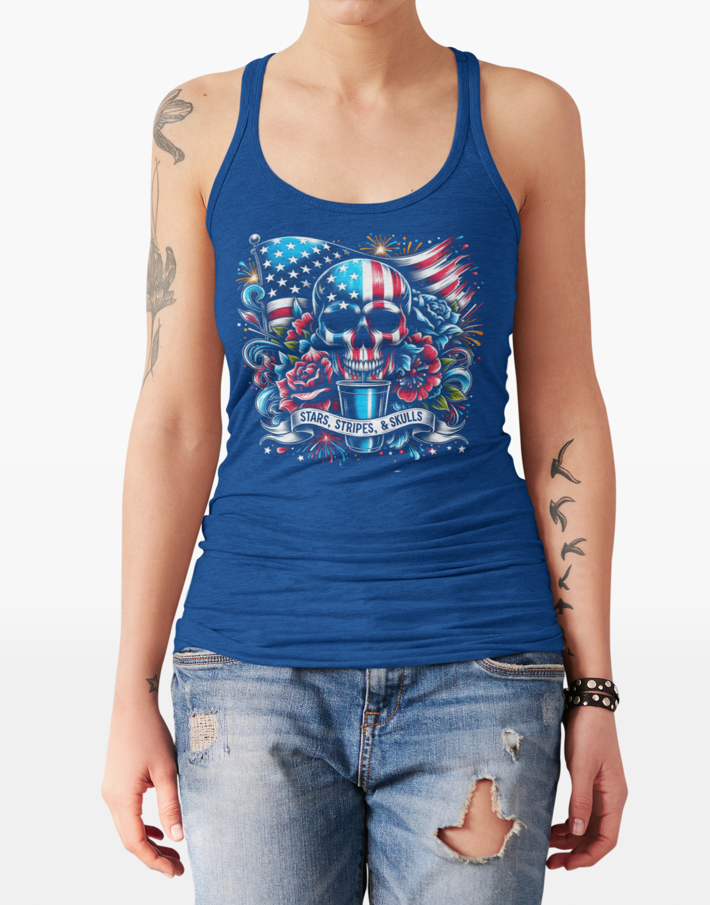 Patriotic Skull Tank Top | Stars, Stripes, and Skulls Tee product thumbnail image
