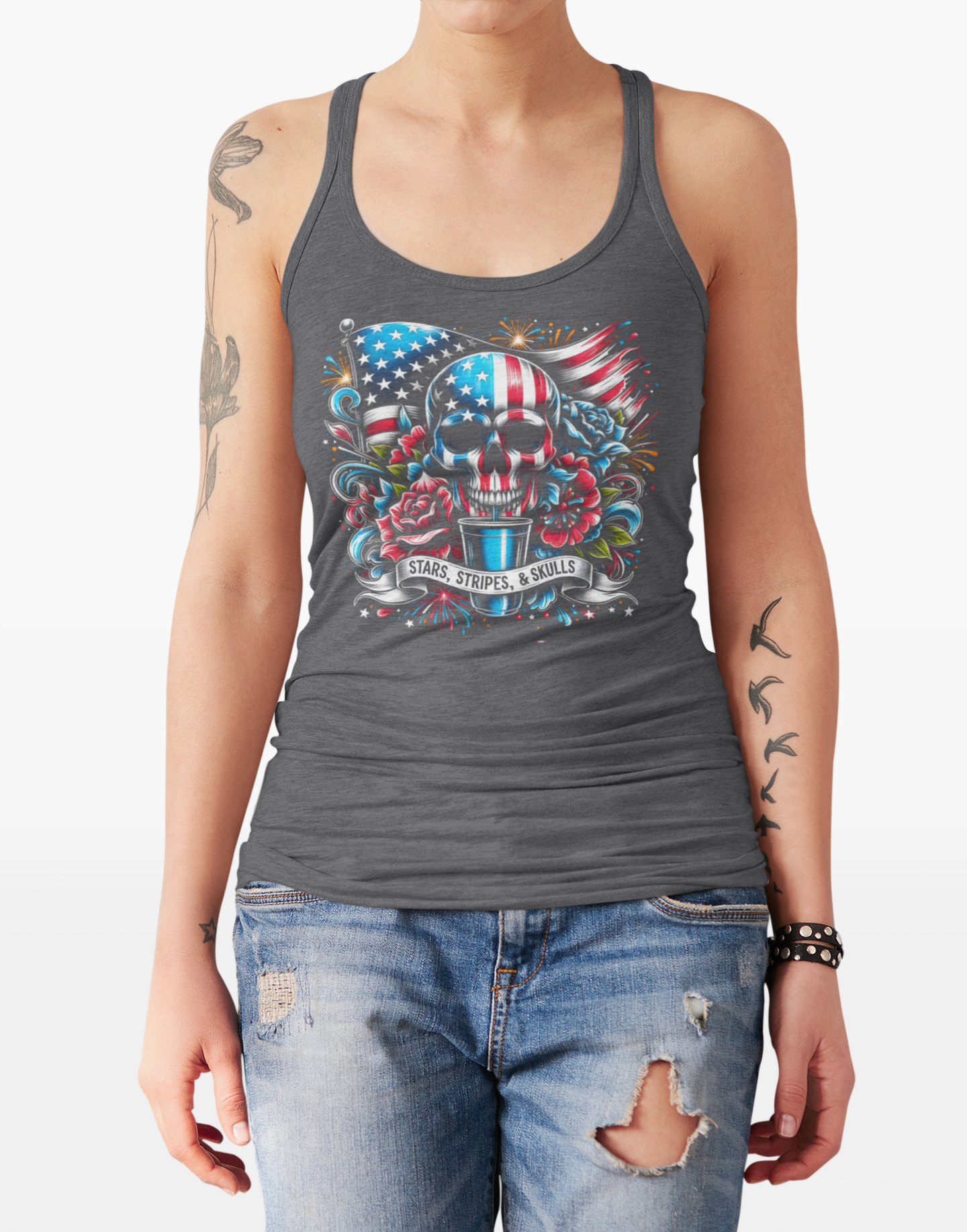 Patriotic Skull Tank Top | Stars, Stripes, and Skulls Tee product thumbnail image