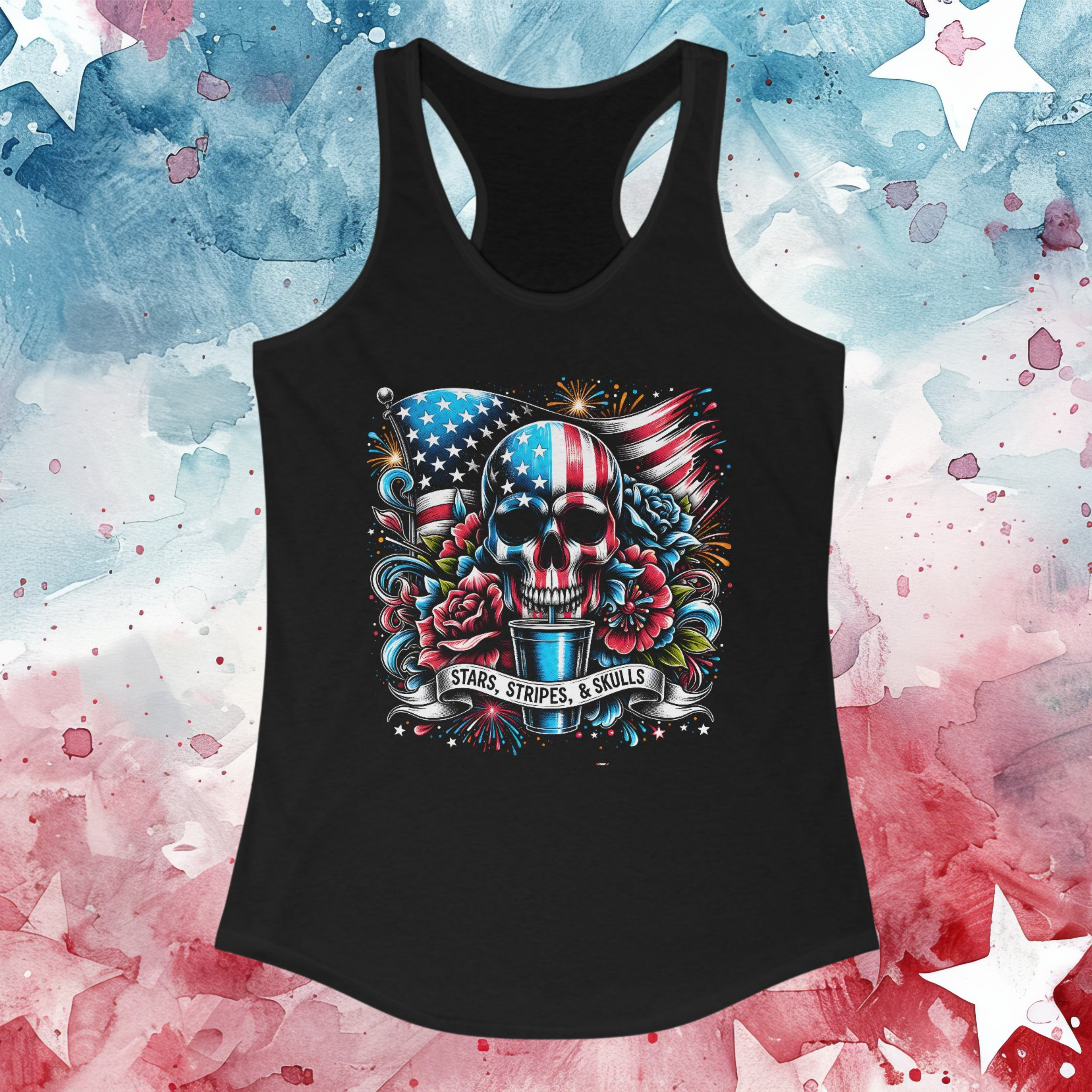 Patriotic Skull Tank Top | Stars, Stripes, and Skulls Tee