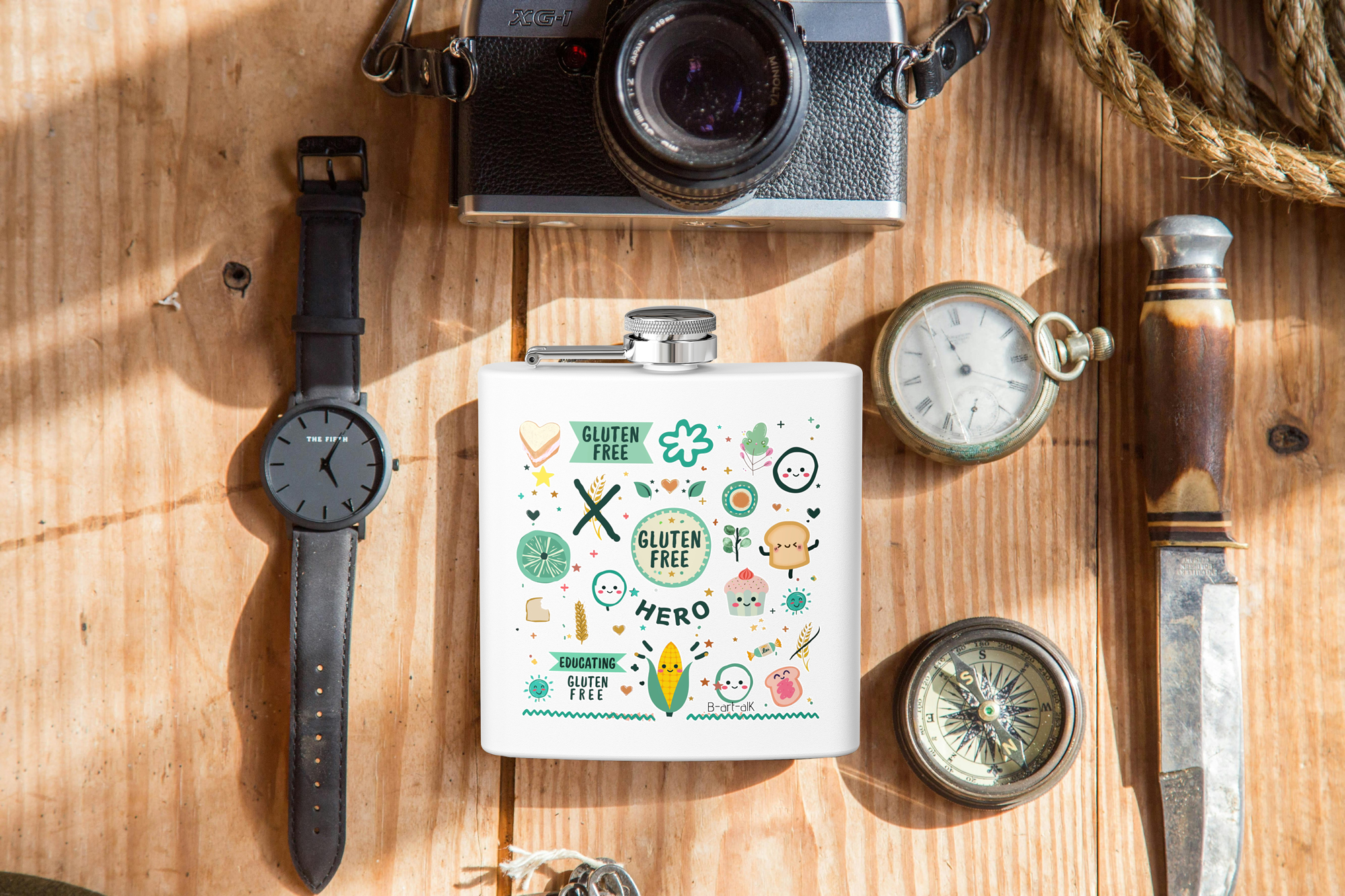 Stainless Steel Flask with GLUTEN FREE HERO design