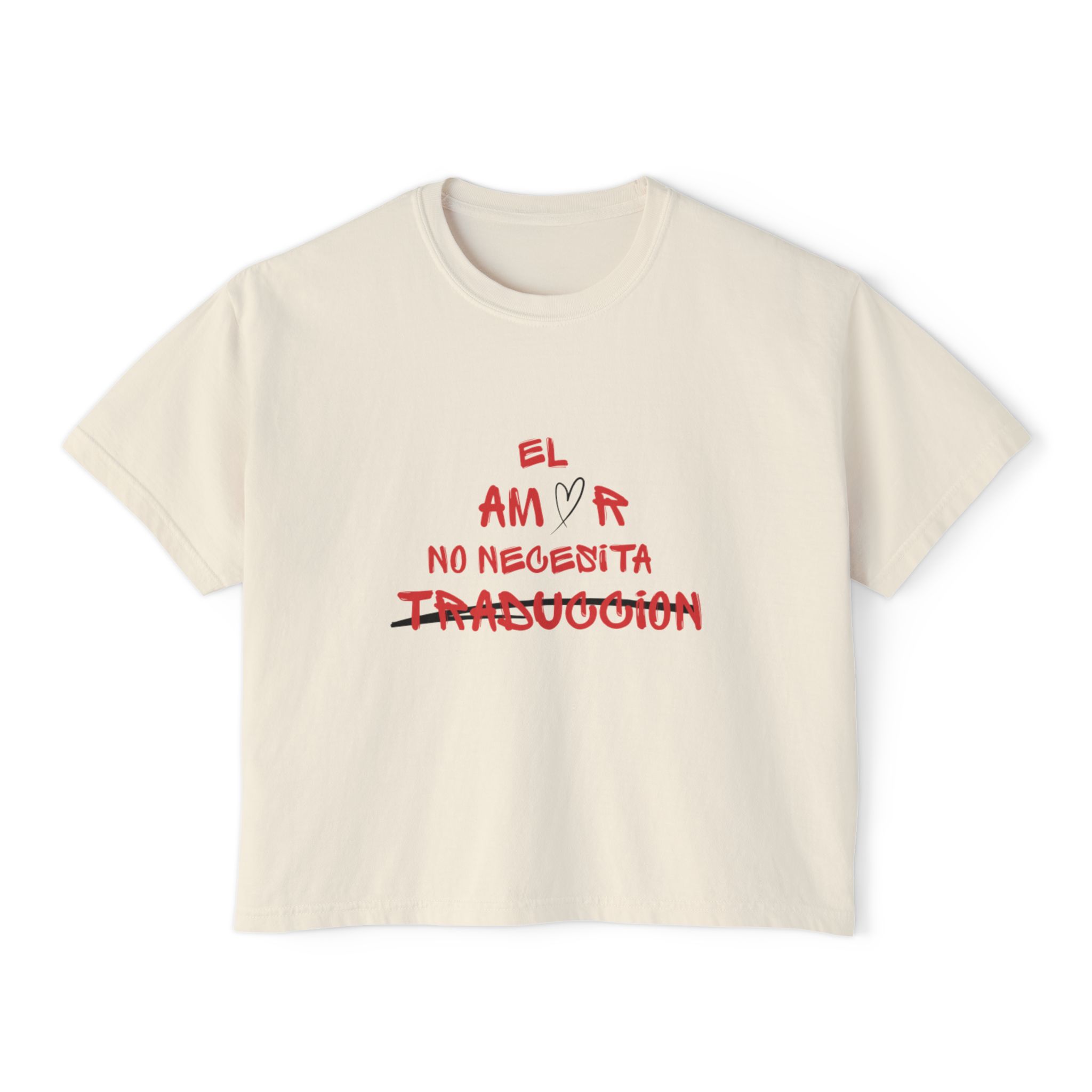 "el amor no necesita traducción” — Comfort Colors Crop Tee