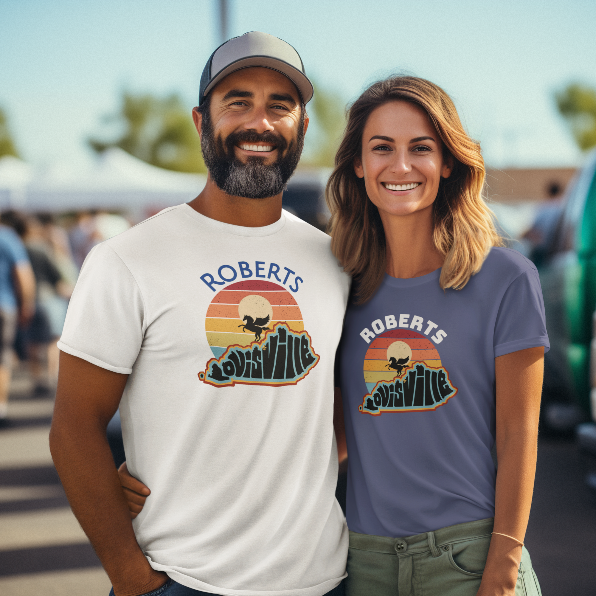 Personalized Sunset Louisville Graphic T-Shirt, Casual Summer Wear, Gift for Travelers, Retro Style Tee, Unisex Softstyle Shirt, Kentucky Pride product thumbnail image