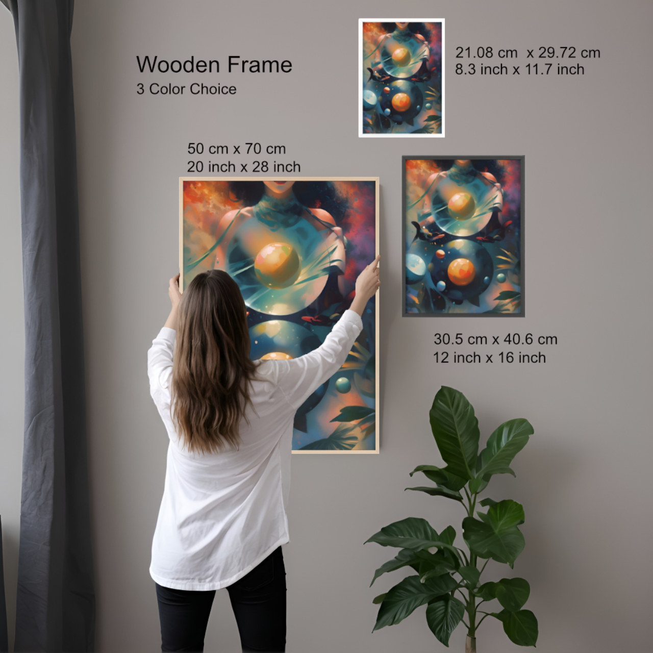 Poster Frame Universal Love Print Mermaid Guides Egg Planets Ace of Cups Magic Fish Wall Art Decor Home Office Gift Wooden Frame Poster product thumbnail image