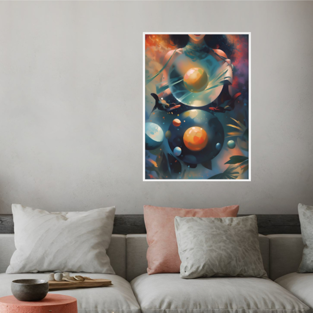 Poster Frame Universal Love Print Mermaid Guides Egg Planets Ace of Cups Magic Fish Wall Art Decor Home Office Gift Wooden Frame Poster