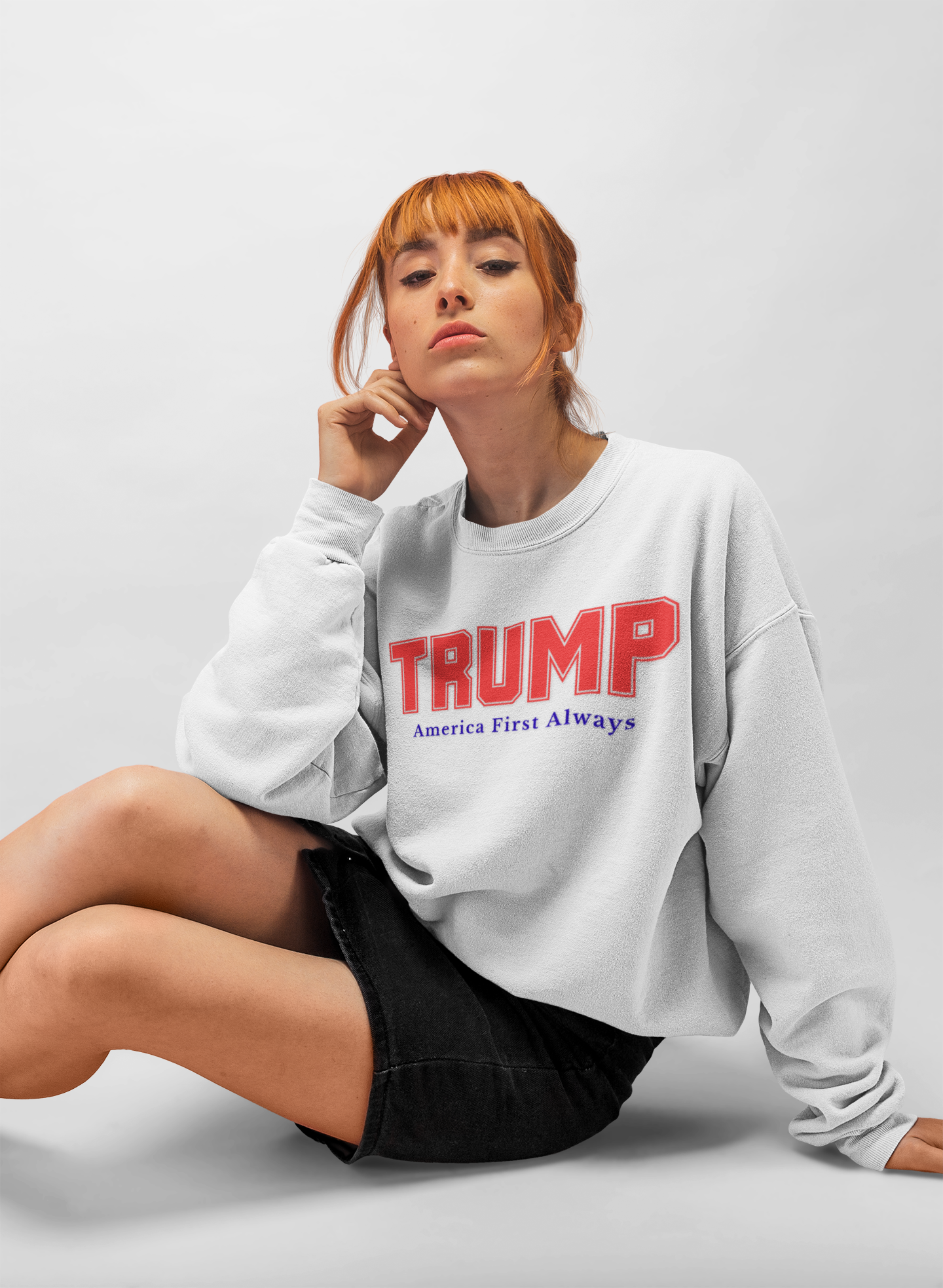 Oversized Vintage-Style Trump Sweatshirt – Unisex Fit, Garment-Dyed Comfort Crew, 80/20 Cotton Poly Blend product thumbnail image Oversized Vintage-Style Trump Sweatshirt – Unisex Fit, Garment-Dyed Comfort Crew, 80/20 Cotton Poly Blend product thumbnail image