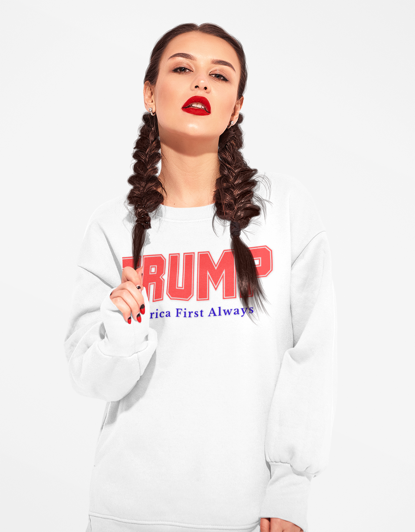 Oversized Vintage-Style Trump Sweatshirt – Unisex Fit, Garment-Dyed Comfort Crew, 80/20 Cotton Poly Blend product thumbnail image