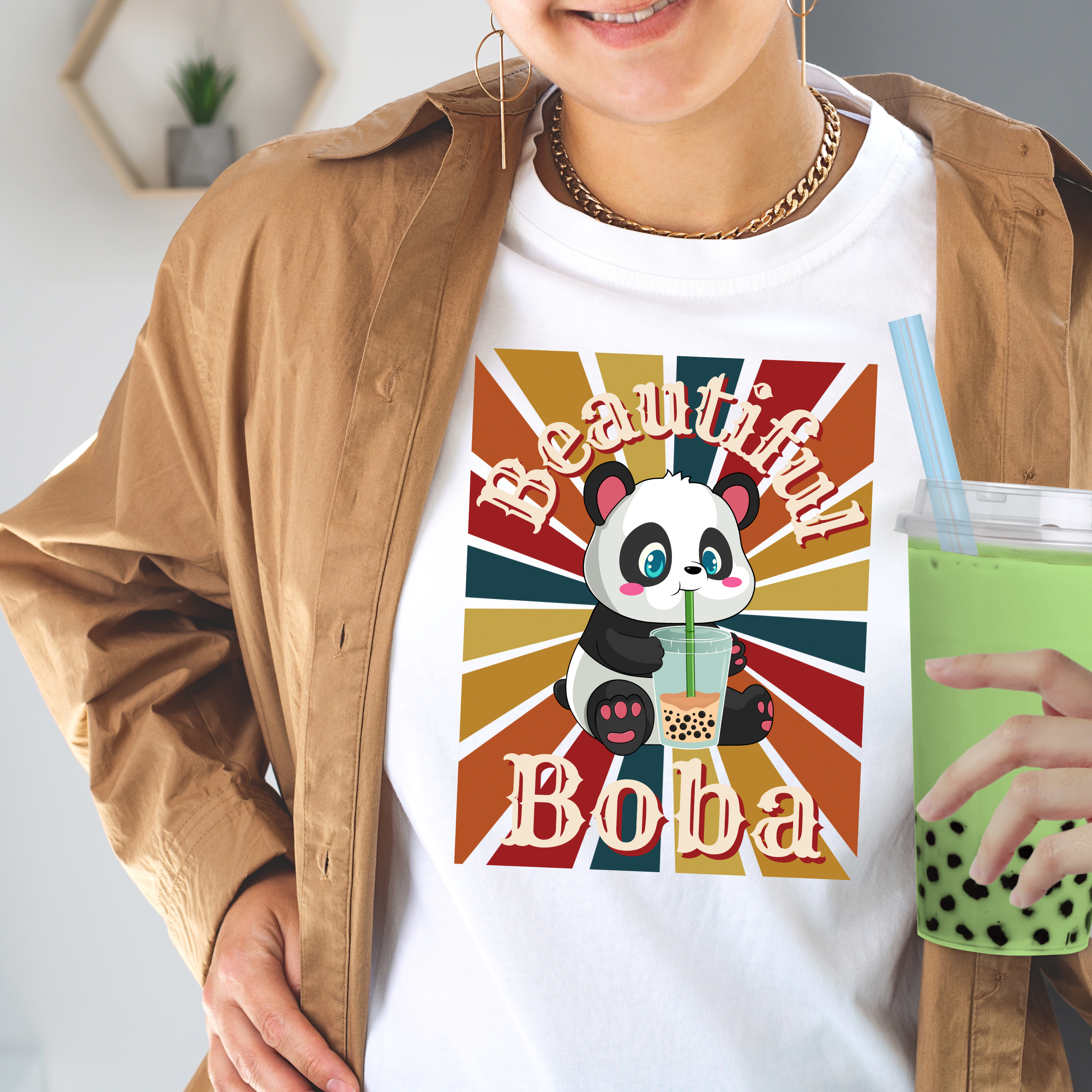 Cute Panda Boba Tee for Drink Lovers, Kawaii Shirt, Gift for Tea Enthusiasts, Cute Casual Wear, Fun Summer Top product thumbnail image