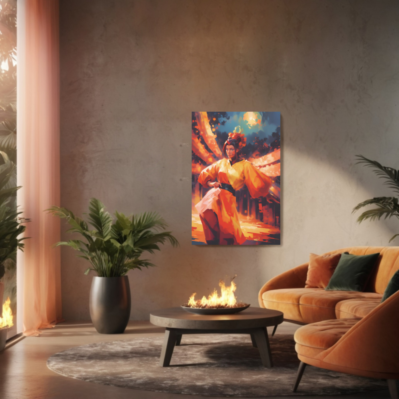 Radiant Queen of Wands Divine Feminine Canvas Print – Goddess Tarot Art Feminine Fire Magic Sacred Leadership Wall Decor Gift for Queens