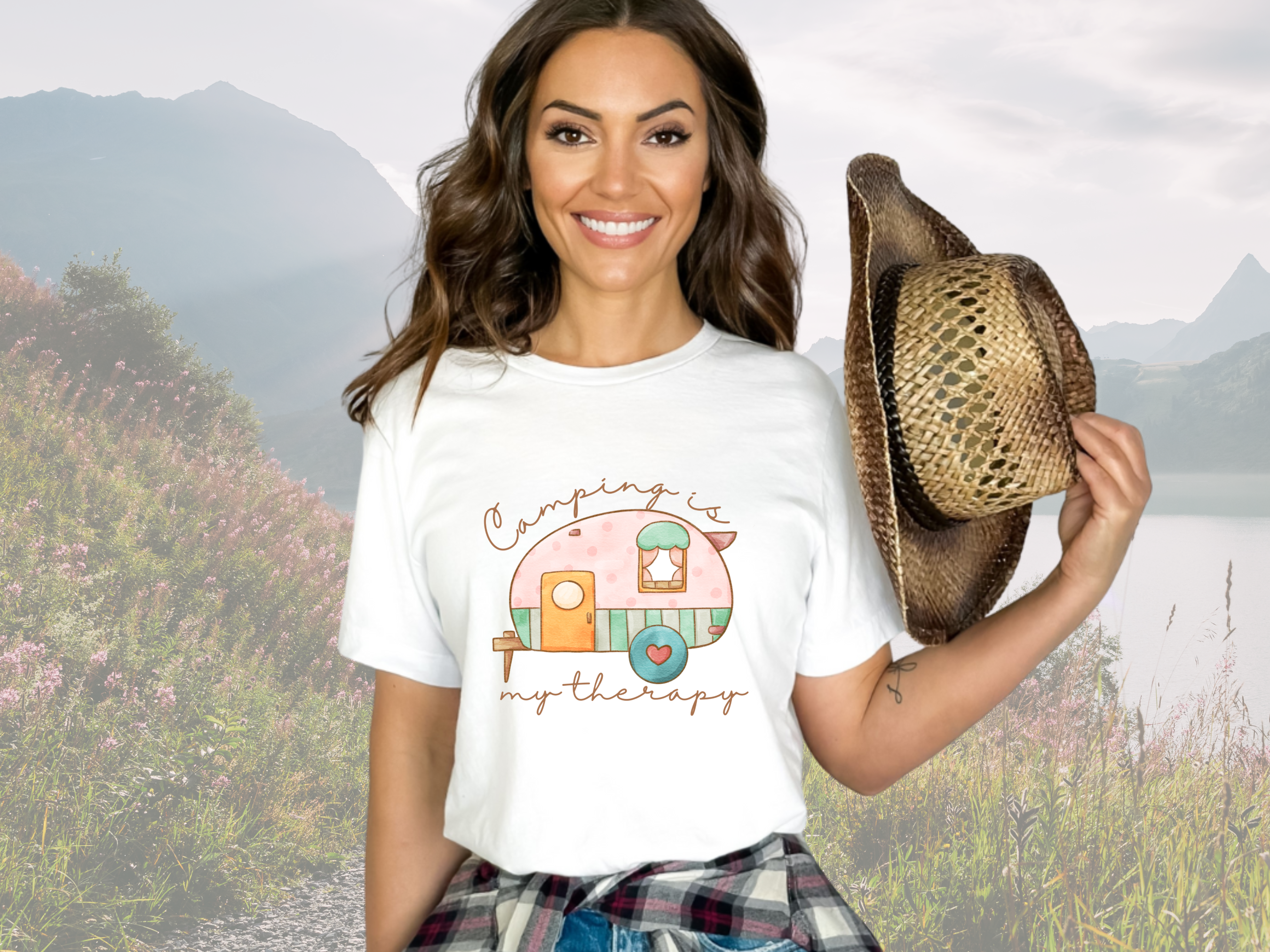 Camping is My Therapy Gilden Unisex Softstyle Short Sleeve T-Shirt, Adventure Tee Shirt