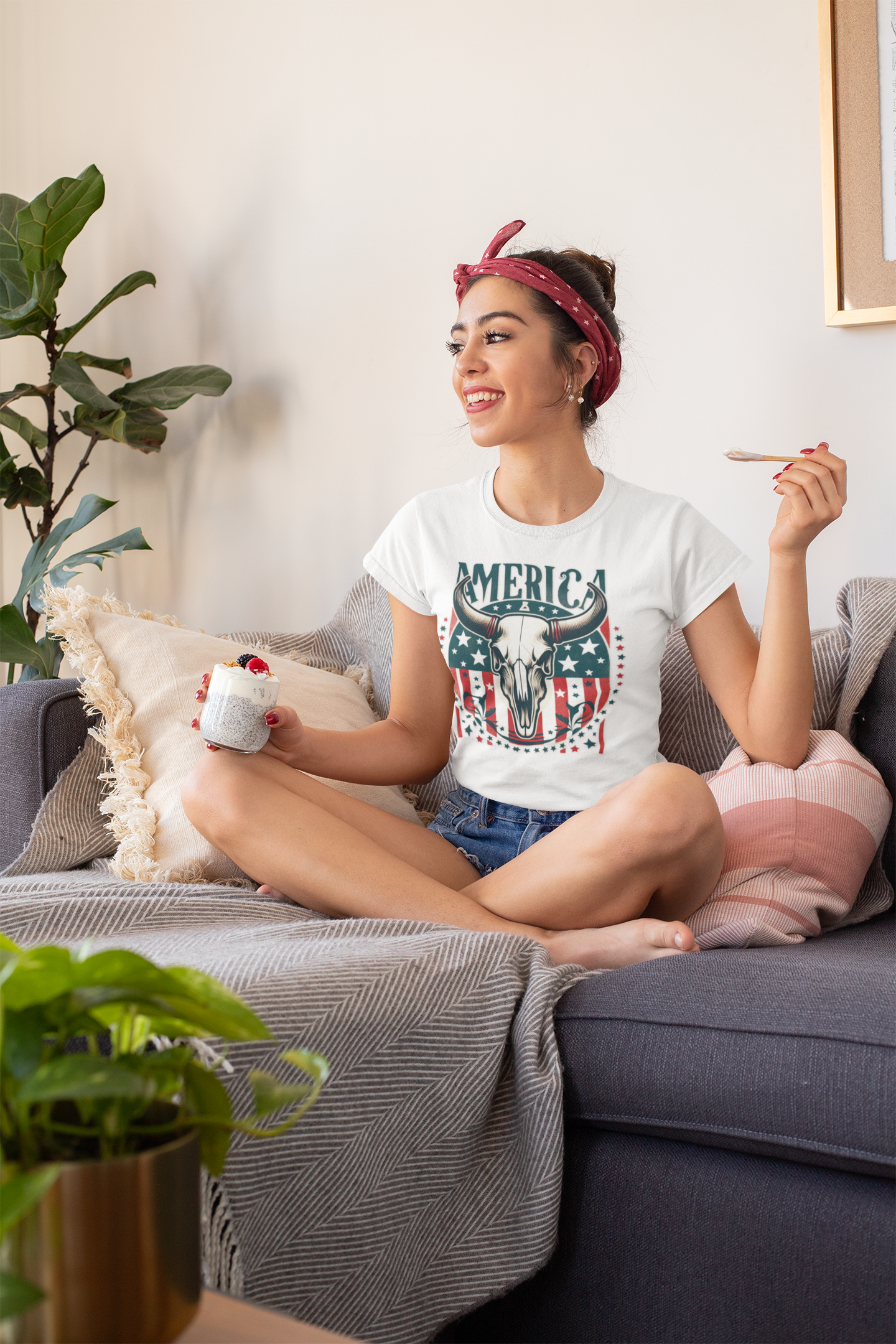 Patriotic Women's Softstyle Tee, America Graphic Tee, Independence Day Shirt, Casual Summer Top, 4th of July Outfit product thumbnail image Patriotic Women's Softstyle Tee, America Graphic Tee, Independence Day Shirt, Casual Summer Top, 4th of July Outfit product thumbnail image