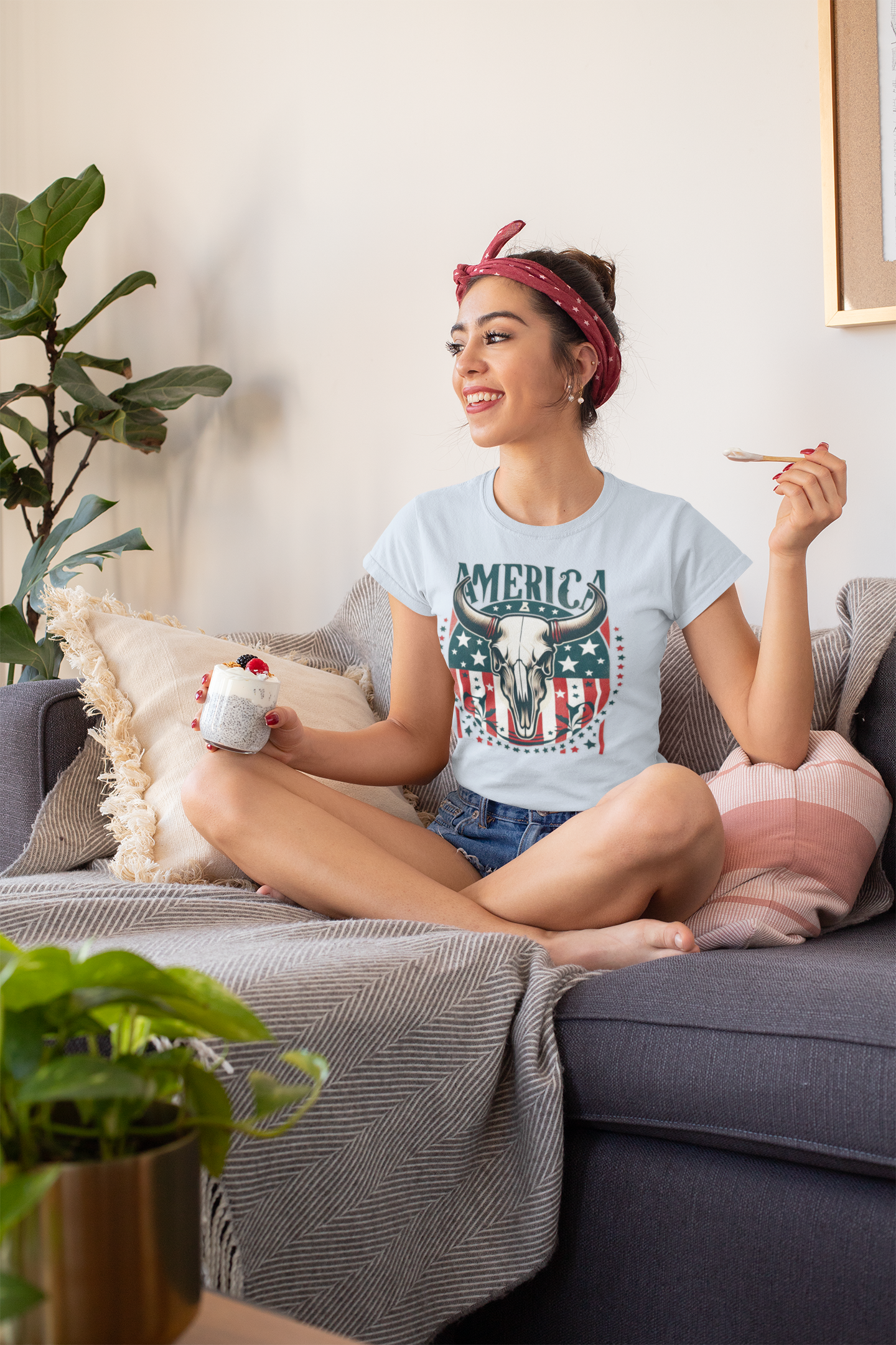 Patriotic Women's Softstyle Tee, America Graphic Tee, Independence Day Shirt, Casual Summer Top, 4th of July Outfit product thumbnail image Patriotic Women's Softstyle Tee, America Graphic Tee, Independence Day Shirt, Casual Summer Top, 4th of July Outfit product thumbnail image