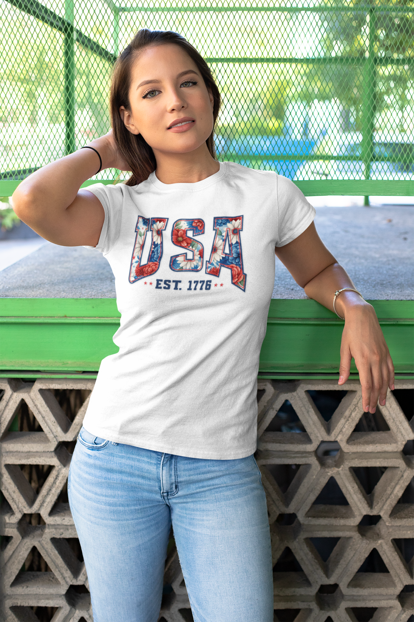 Patriotic USA Softstyle Tee for Women - Perfect for Independence Day, Casual Wear, Summer BBQs, Festivals, and Everyday Comfort product thumbnail image Patriotic USA Softstyle Tee for Women - Perfect for Independence Day, Casual Wear, Summer BBQs, Festivals, and Everyday Comfort product thumbnail image