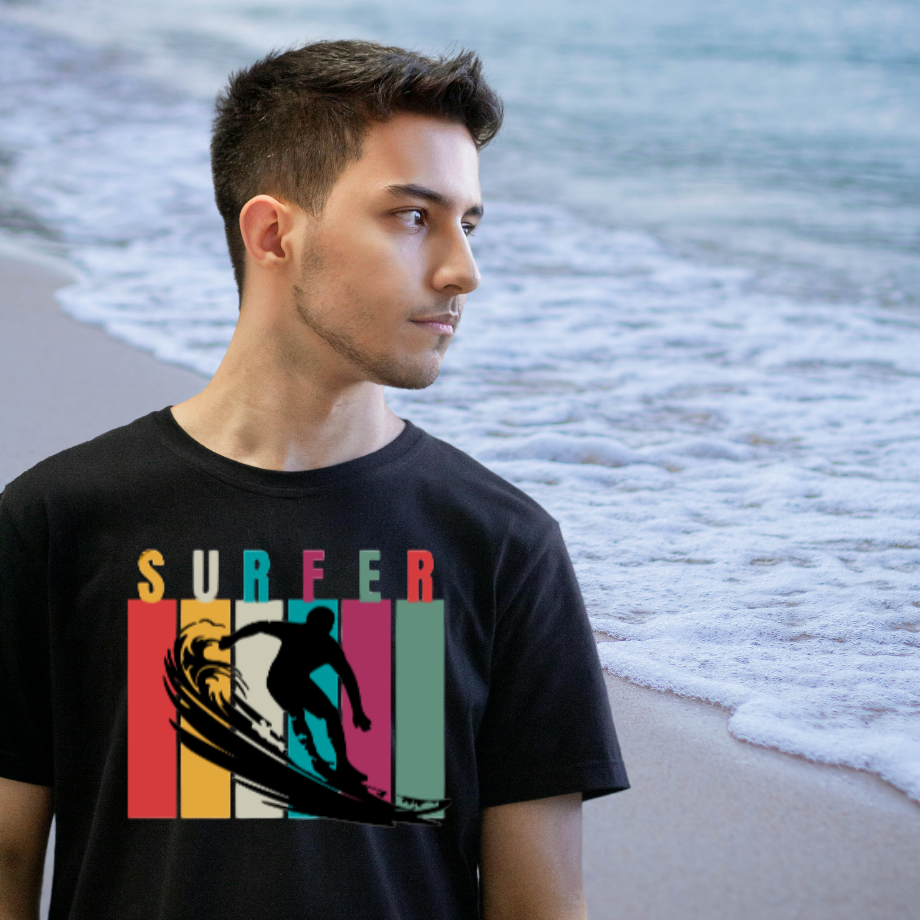 Surfing Vibes Unisex Softstyle T-Shirt, Beachwear, Summer Fashion, Gift for Surfers, Casual Tee, Retro Style product thumbnail image