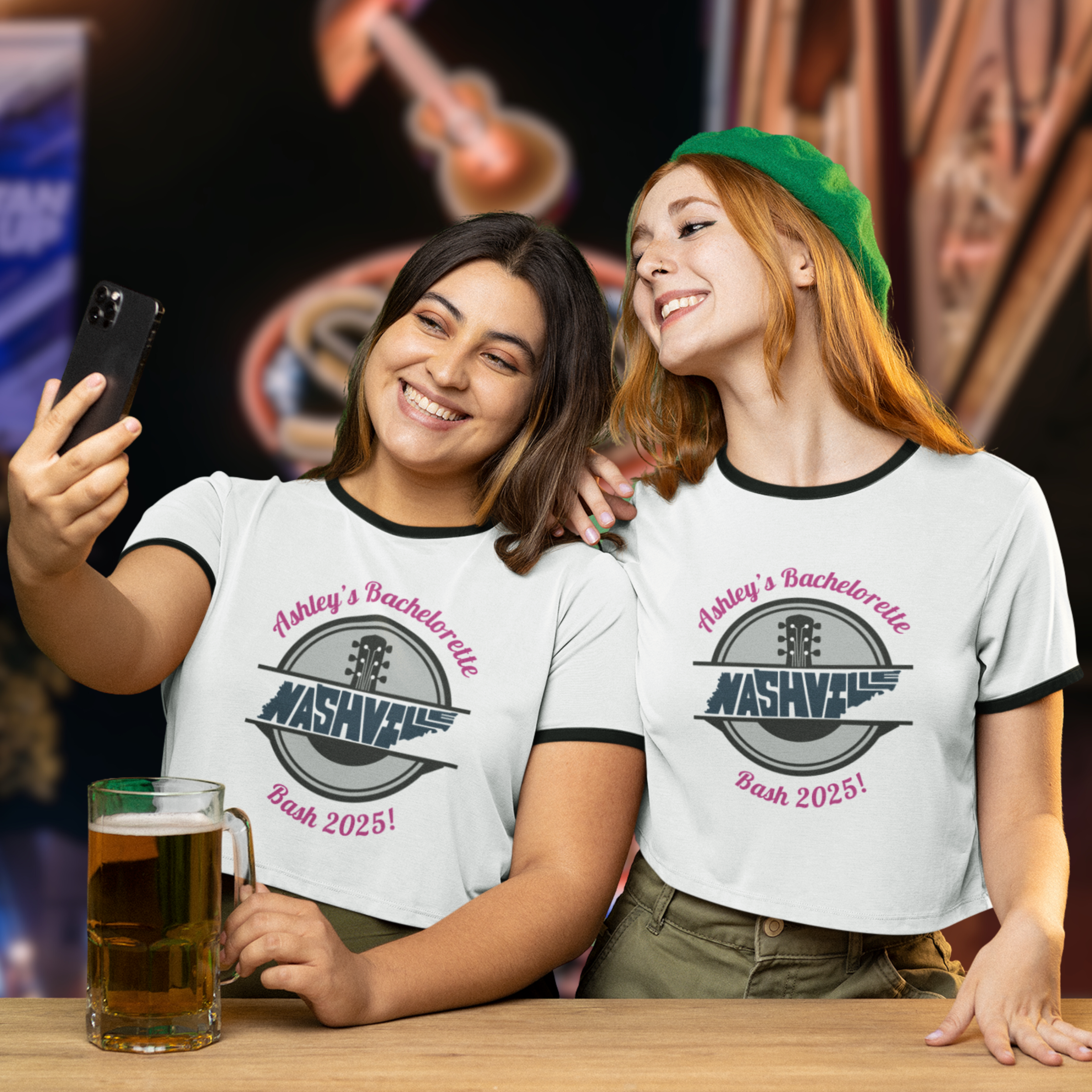 Personalized Retro Nashville Tennessee Ringer T-Shirt, Retro Music Tee, Unisex Cotton Shirt, Gift for Musicians, Concert Apparel, Casual Style, Nashville Music City T-Shirt product thumbnail image
