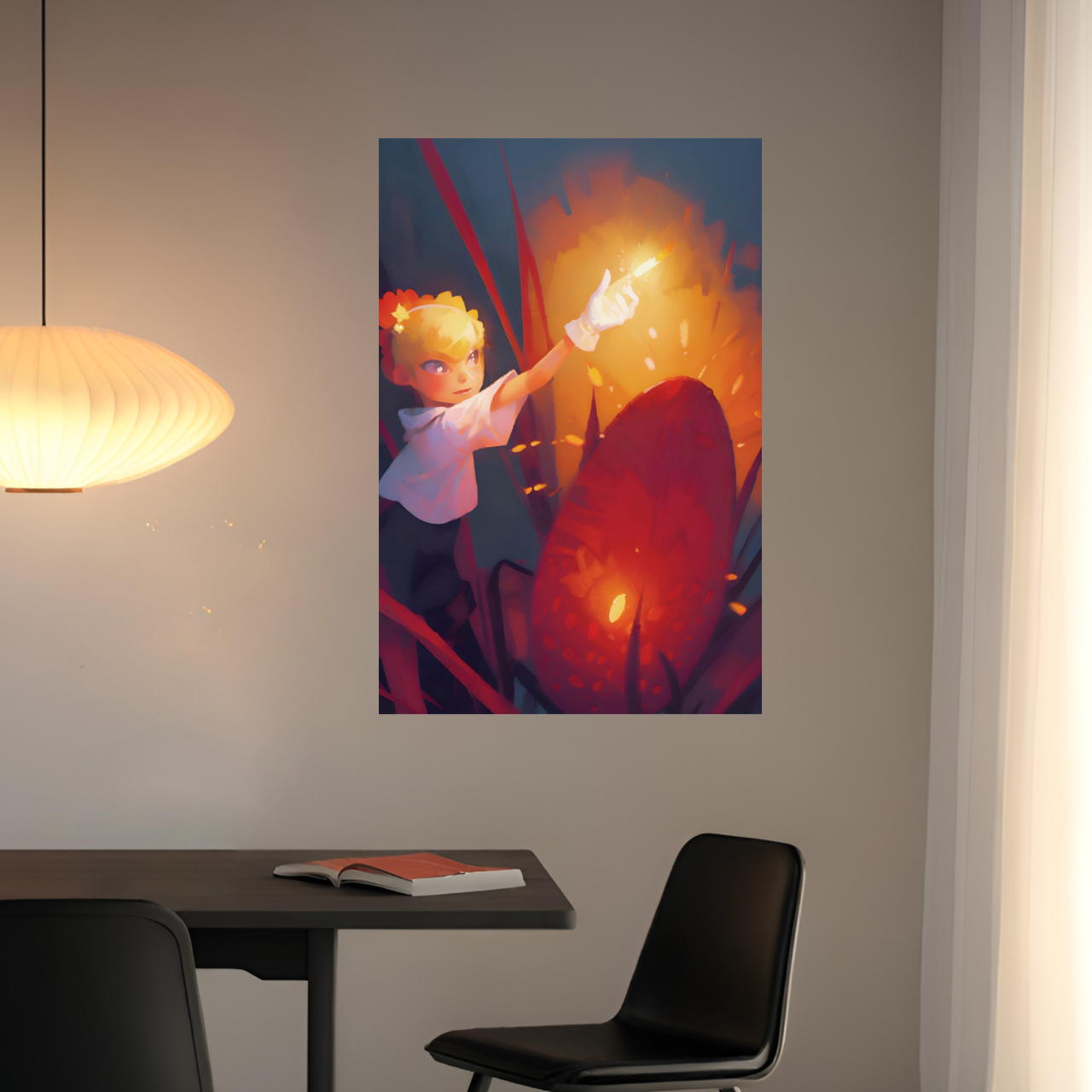 Poster Firefly Girl Art Two of Wands Tarot Poster Motivational Gift for Creativity Goals Future Modern Poster Art Ambitious Dreamers Plan