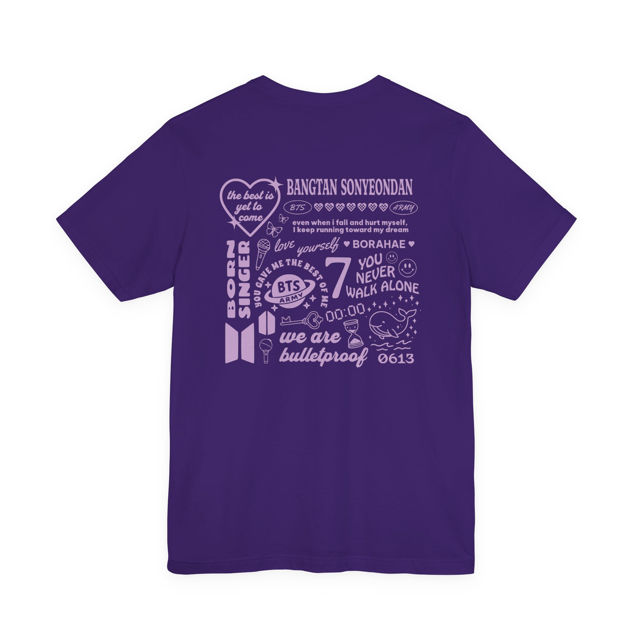 Bangtan Doodle Unisex Tee, Printed on Front and Back, Designed for Army, by Army product thumbnail image Bangtan Doodle Unisex Tee, Printed on Front and Back, Designed for Army, by Army product thumbnail image