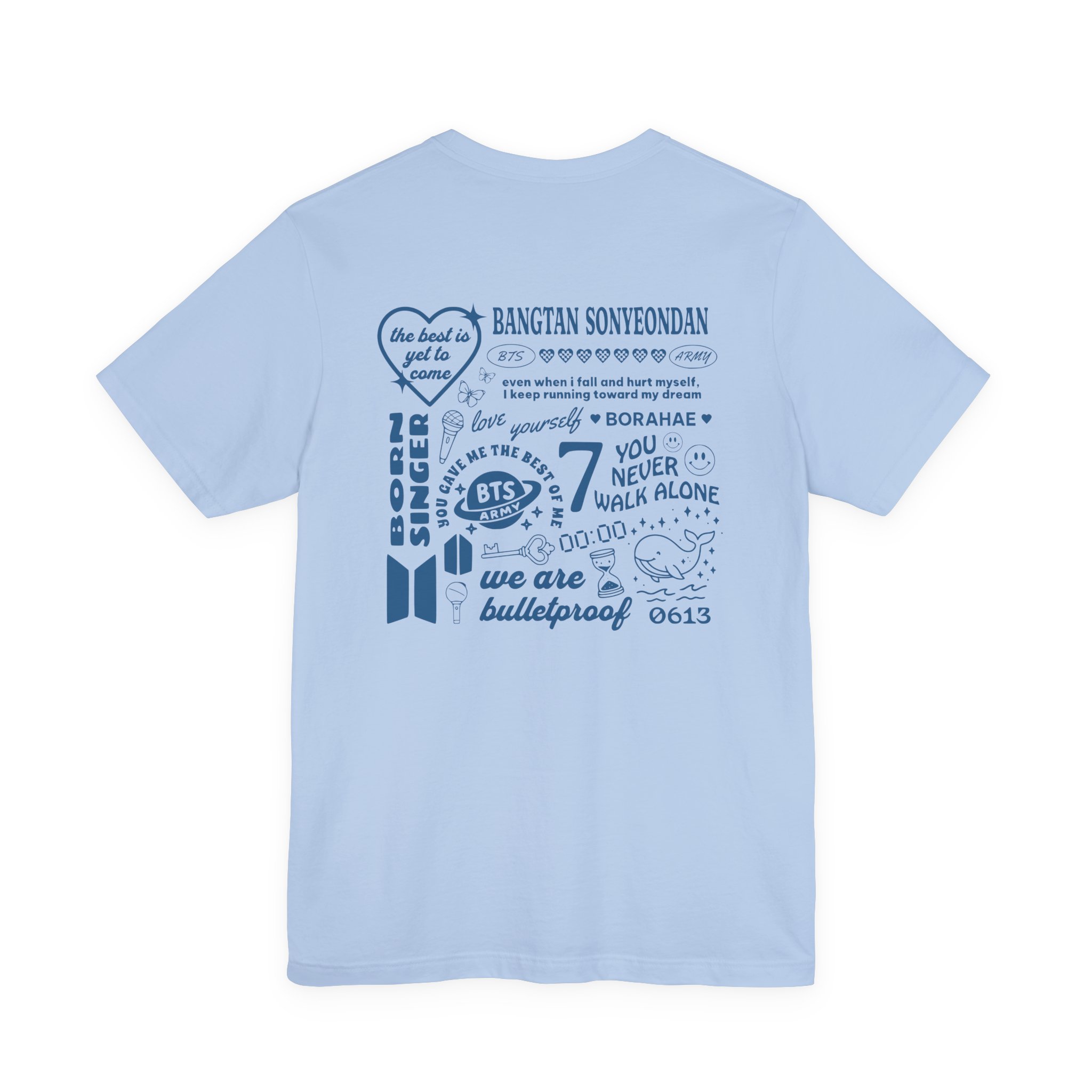 Bangtan Doodle Unisex Tee, Printed on Front and Back, Designed for Army, by Army product thumbnail image Bangtan Doodle Unisex Tee, Printed on Front and Back, Designed for Army, by Army product thumbnail image