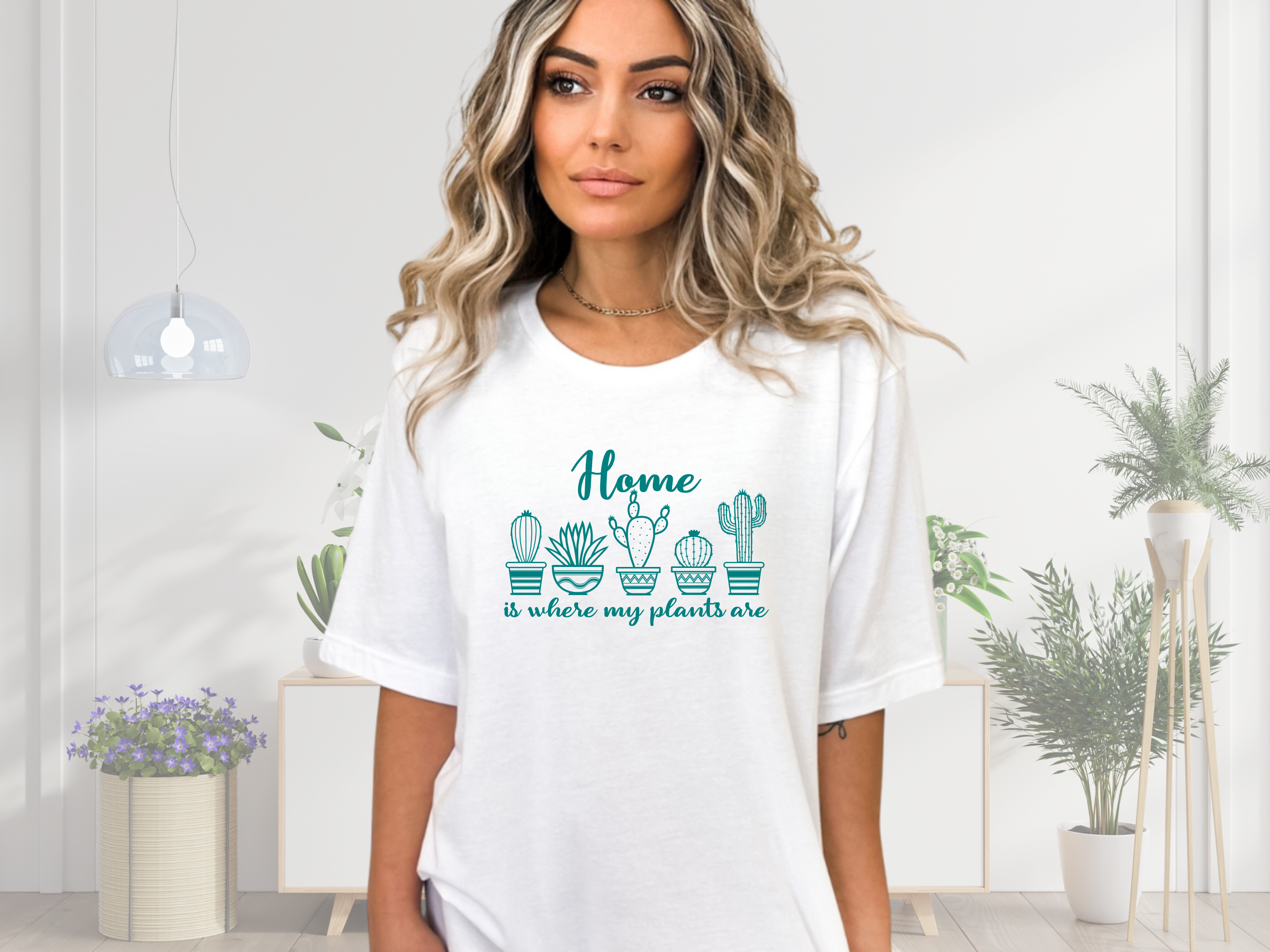 Home is Where My Plants Are Unisex Softstyle Short Sleeve T-Shirt, Succulent Tee Shirt