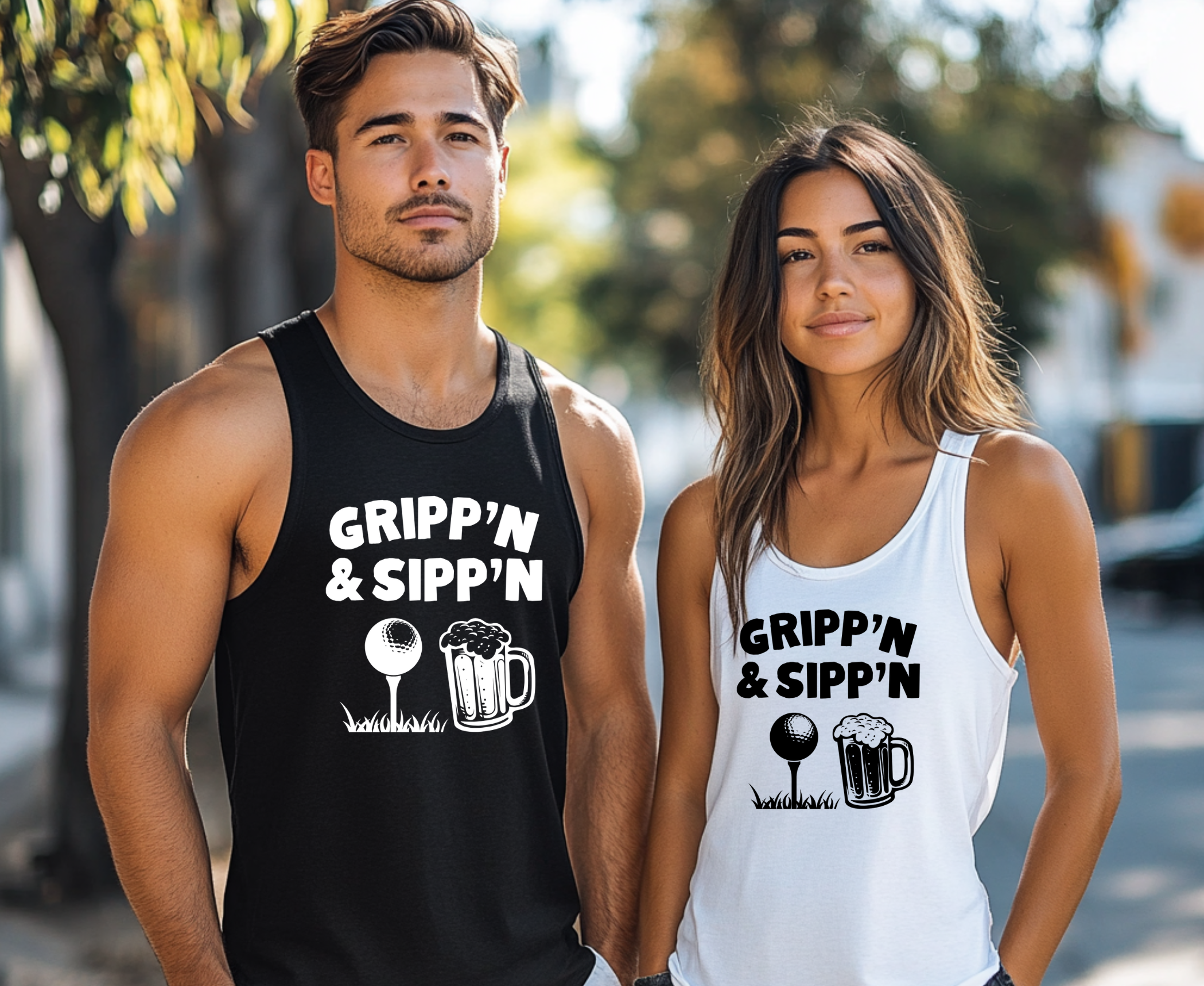 Gripp’n &amp; Sipp’n Tank for Your Favorite Golfer &amp; Beer Drinker, Bella &amp; Canvas 3480 Unisex Tank product thumbnail image