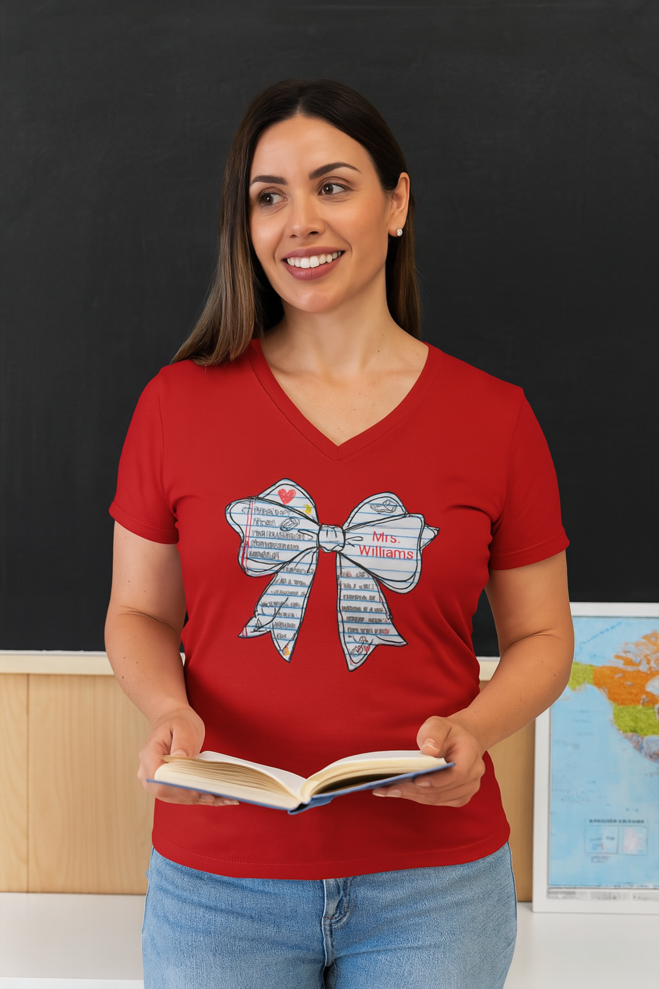Teacher Personalized V-Neck Tee, Back to School, Teacher Appreciation