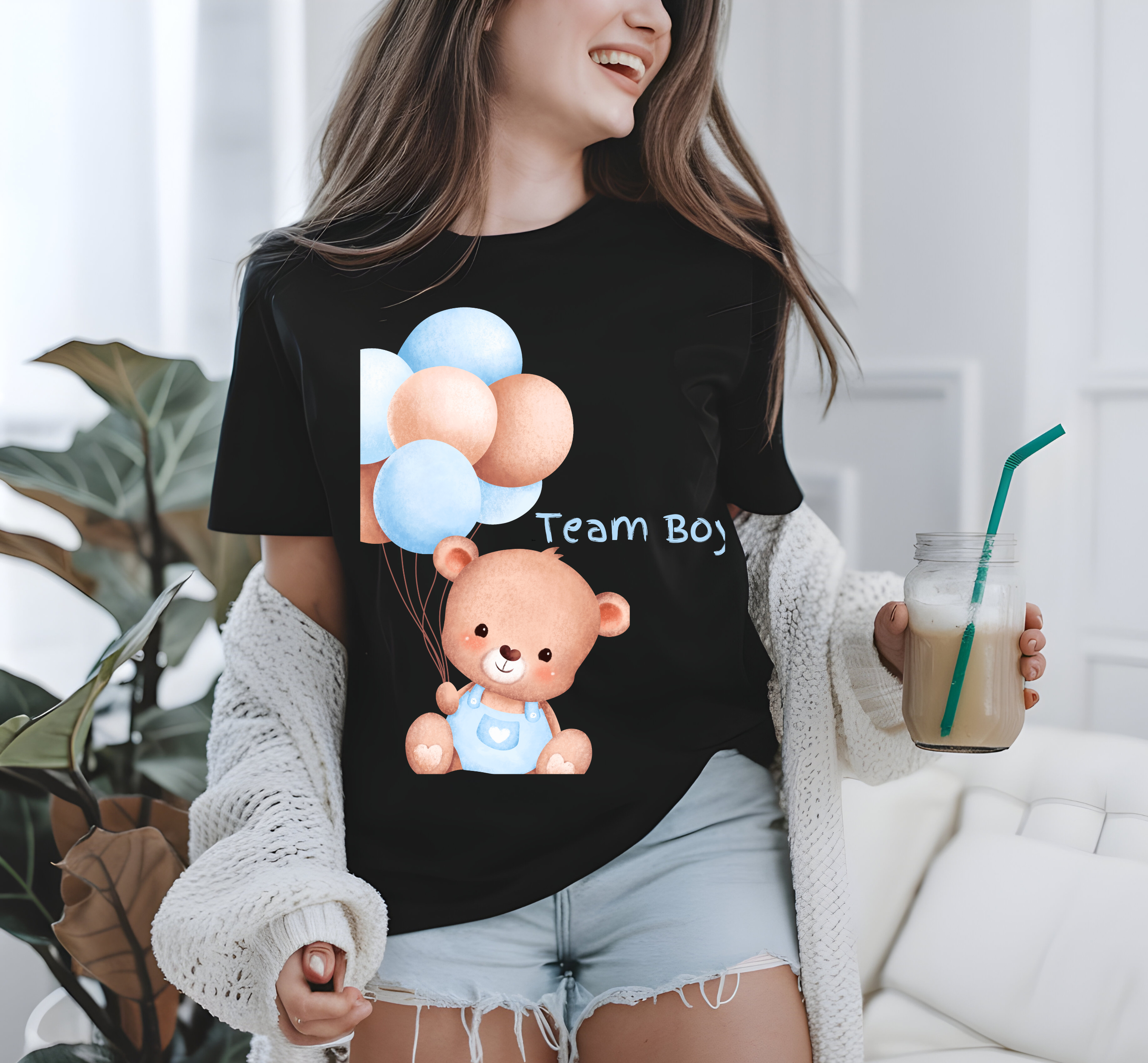 Team Boy Teddy Bear T-Shirt, Gender Reveal Ideas, Unisex Softstyle Shirt, Pregnancy Reveal Gift, Cute Gender Reveal Tee