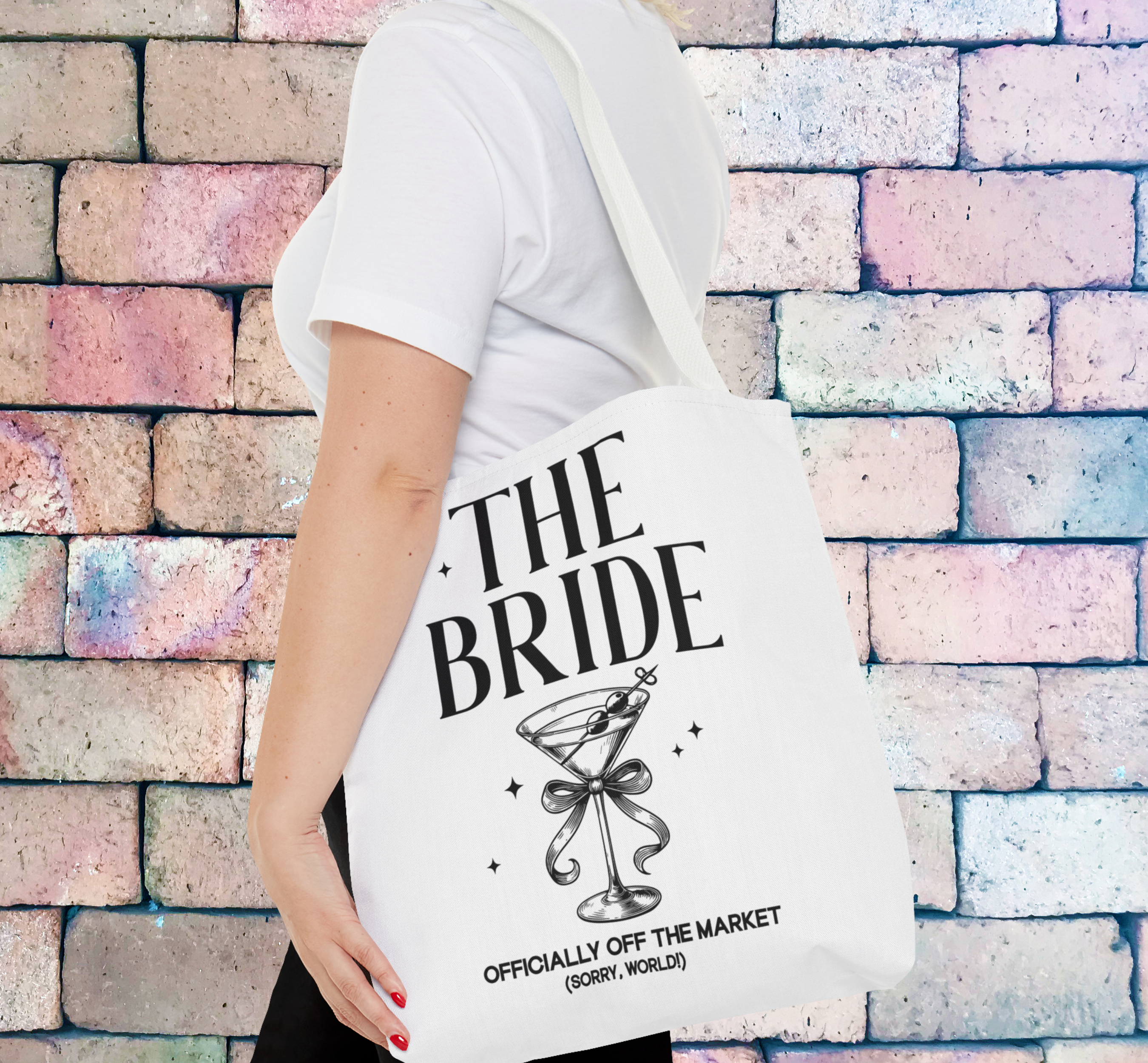 Bridal Tote Bag |The Bride Officially Off the Market Bag | Bridal Shower Gift |Lux Merch Favors | Bachelorette Party Tote |  Bach Party Bag 