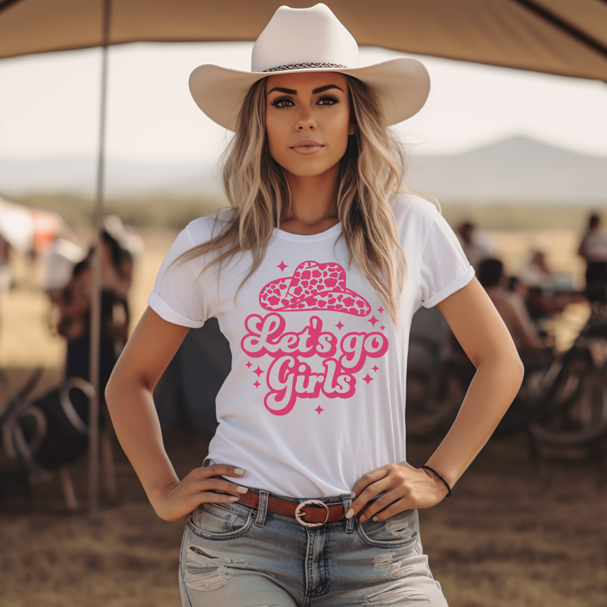 Let's Go Girls Cowgirl T-Shirt | Bachelorette Tee | Girl's Trip | Western | Hat Tee