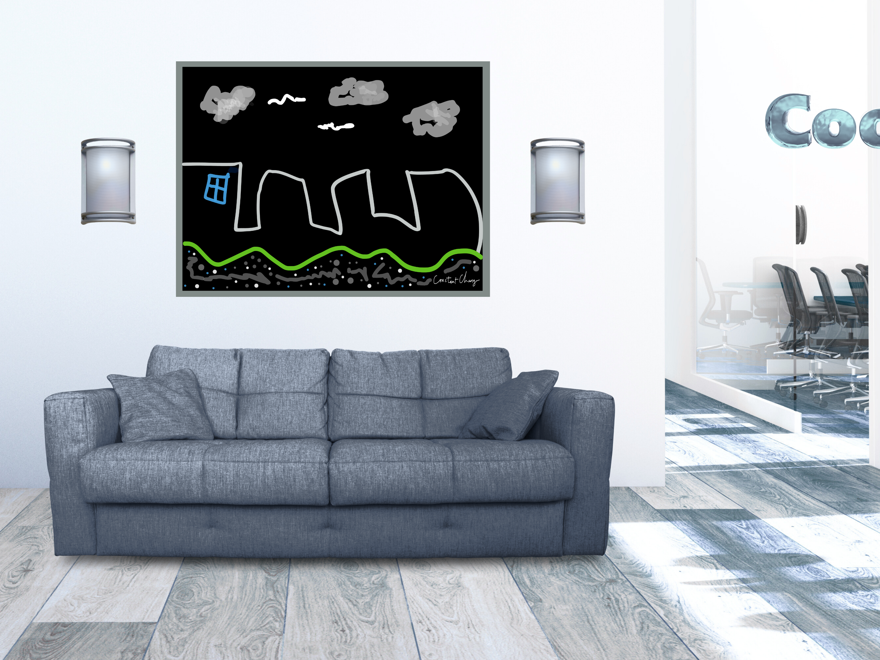 Big City is an original digital drawing by artist, Constant Change, Canvas Art Wraps product thumbnail image Big City is an original digital drawing by artist, Constant Change, Canvas Art Wraps product thumbnail image