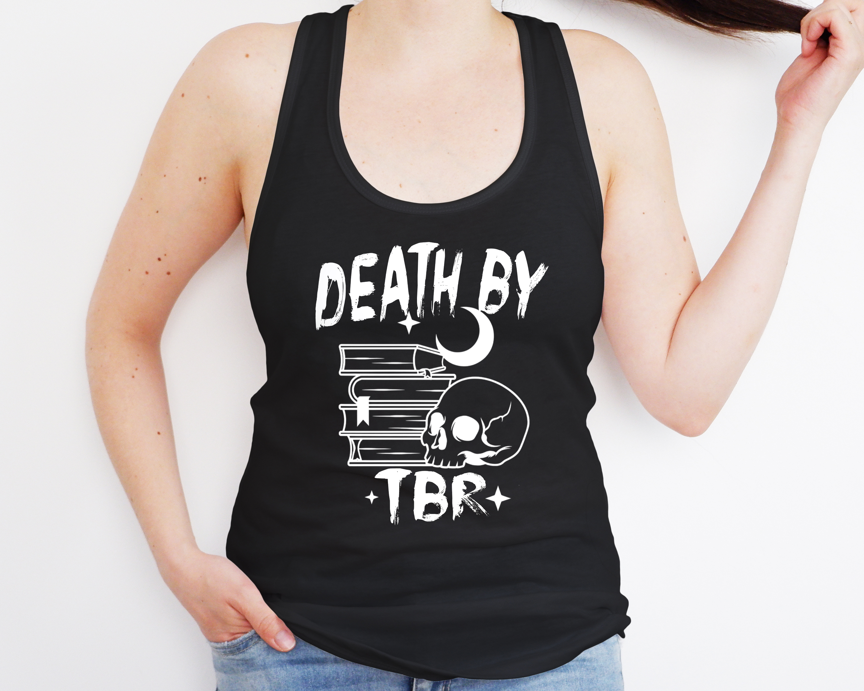 Death by TBR Tank Top | Funny Bookish Shirt | Too Many Books Shirt | Book Lover Gift | TBR Pile Reader Shirt | Book Nerd Racerback